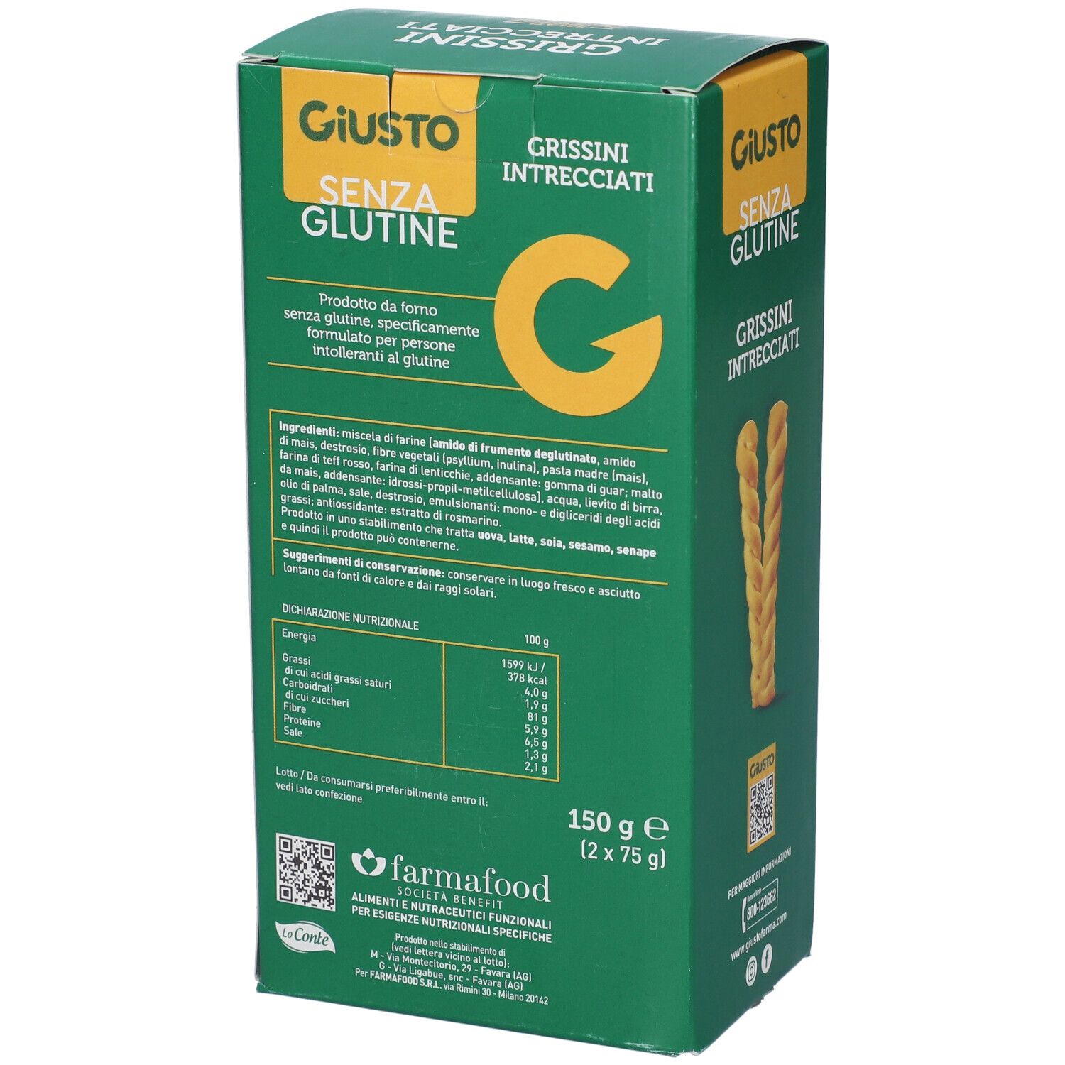 Giusto Senza Glutine Intrecciati Grissini 150 G
