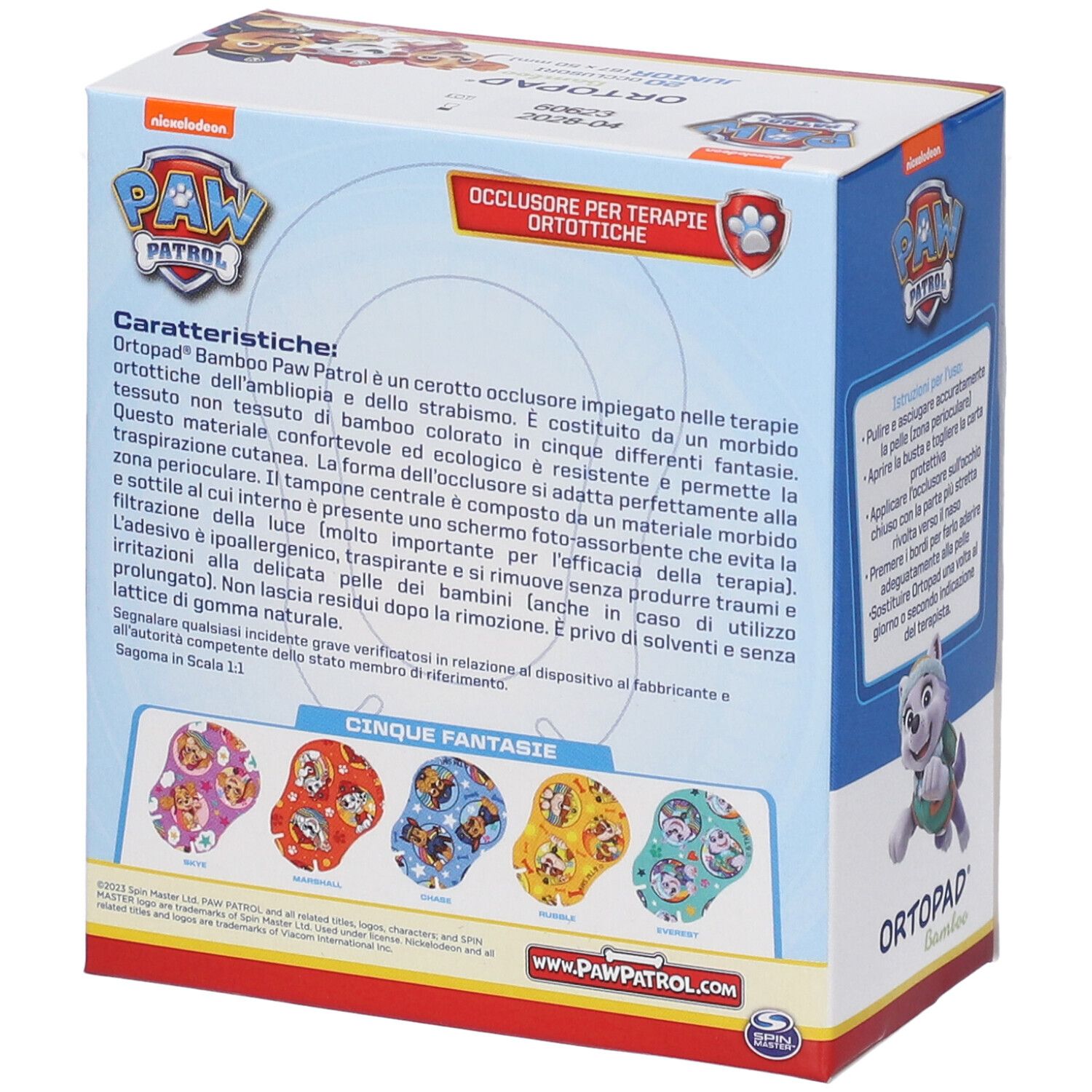 Ortopad Bamboo Paw Patrol Cerotto Occlusore Junior