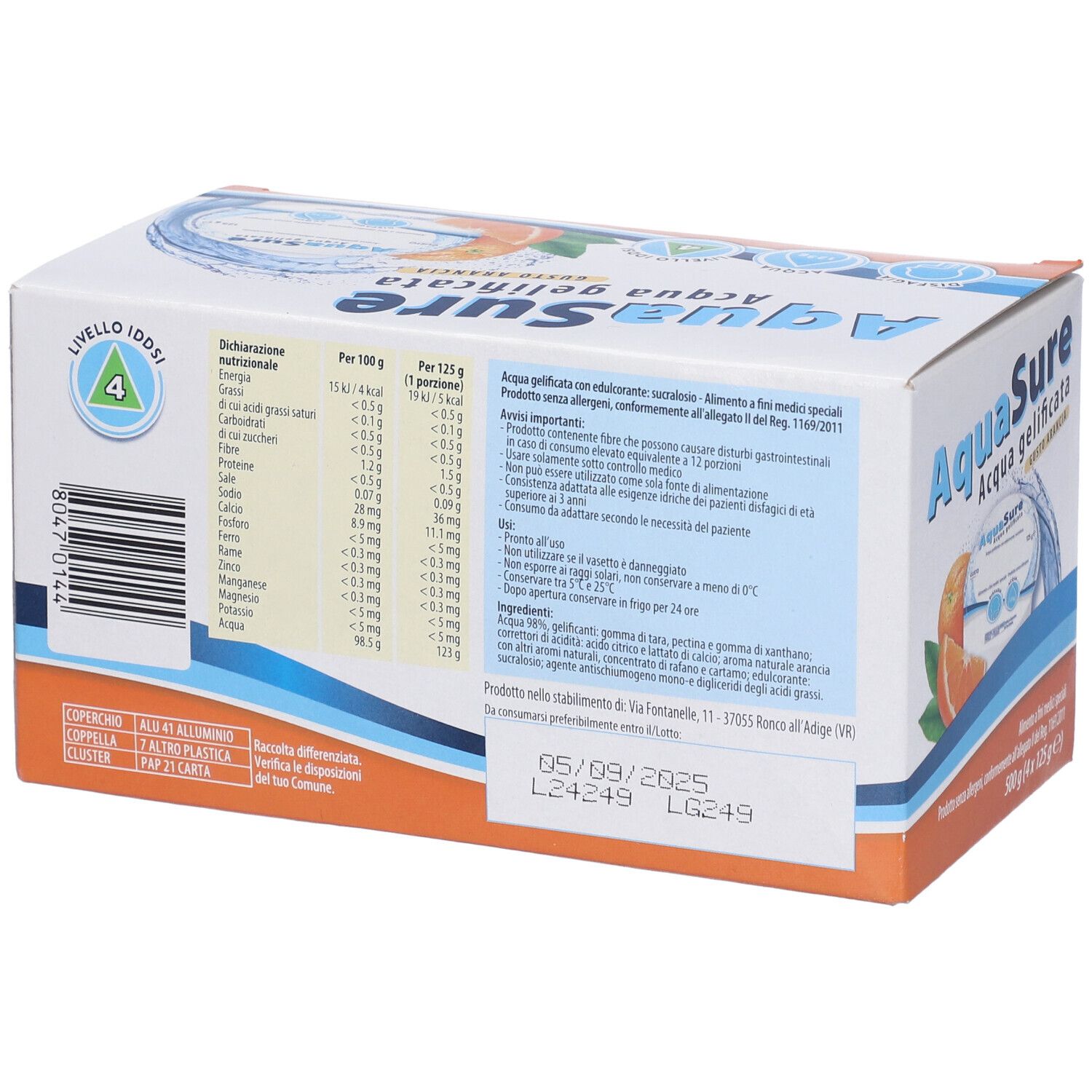 AquaSure Acqua Gelificata Gusto Arancia