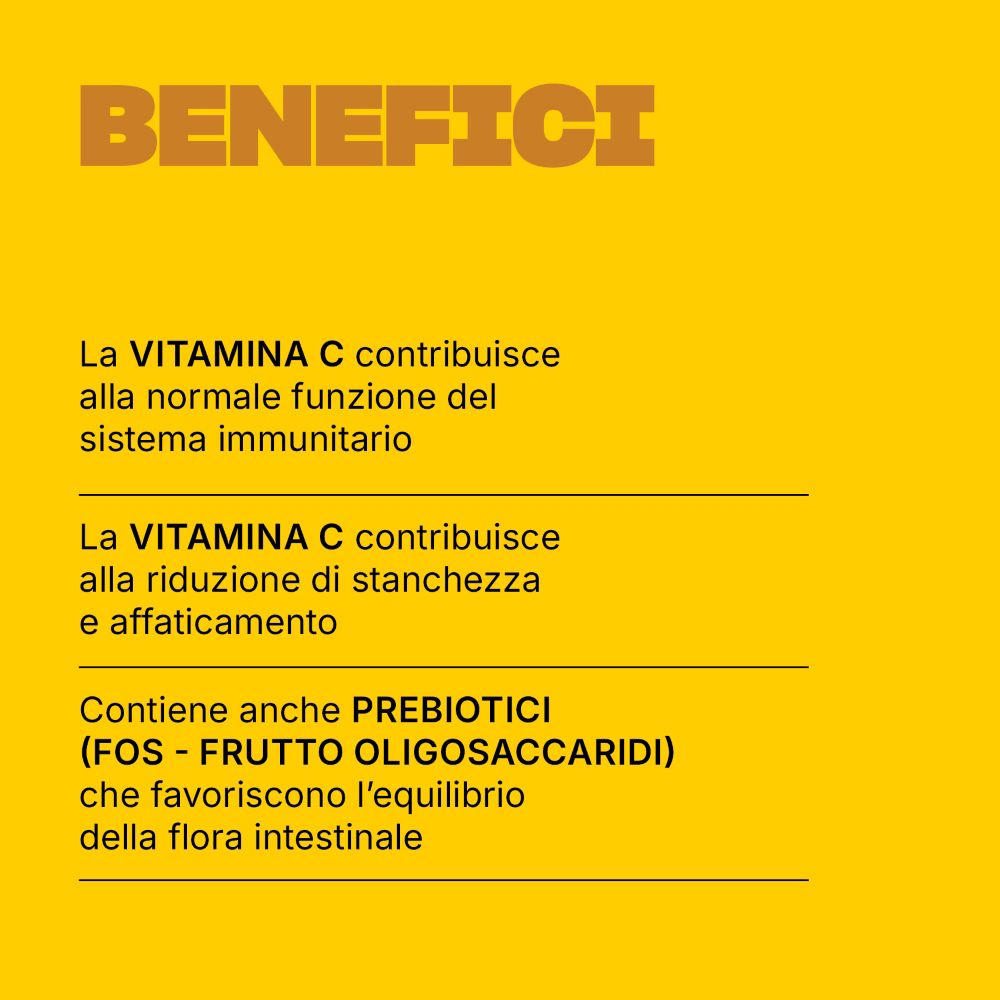 Benefici della vitamina C e dei prebiotici per il sistema immunitario e la flora intestinale.