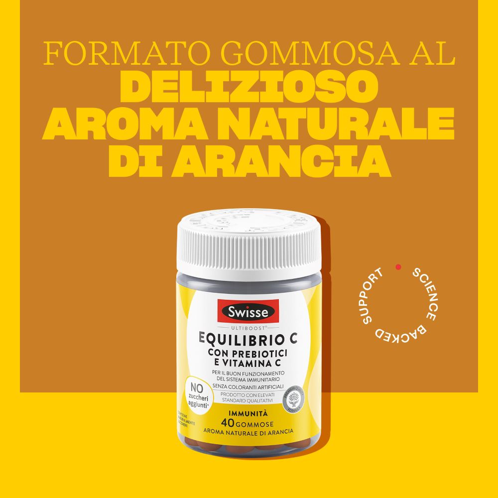 Gommose Swisse Equilibrio C all'aroma naturale di arancia, confezionate.