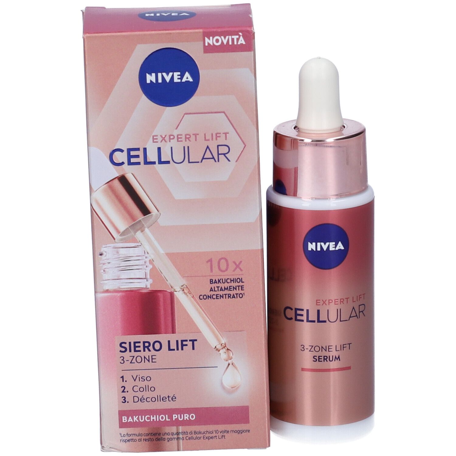 Nivea Cellular Expert Lift Siero Lift 3-Zone 30 ml, Siero viso antirughe per un effetto lifting