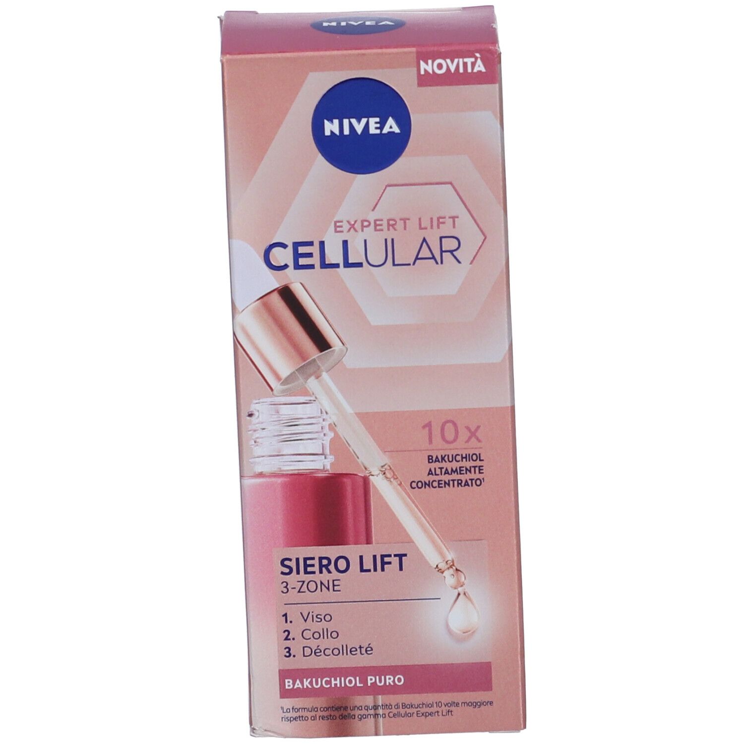 Nivea Cellular Expert Lift Siero Lift 3-Zone 30 ml, Siero viso antirughe per un effetto lifting