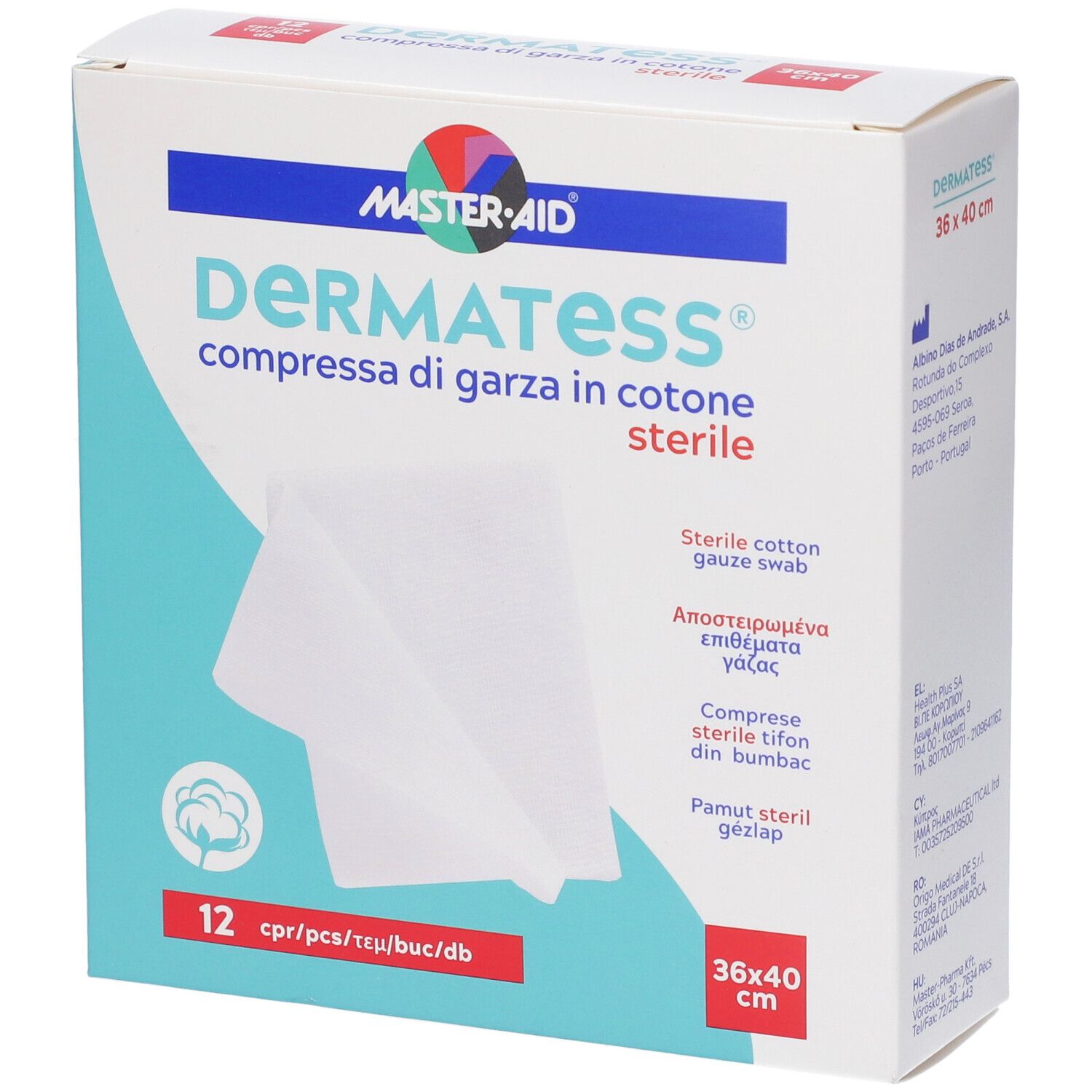 Garza Idrofila Dermatess Cotone 36X40 12 Pezzi