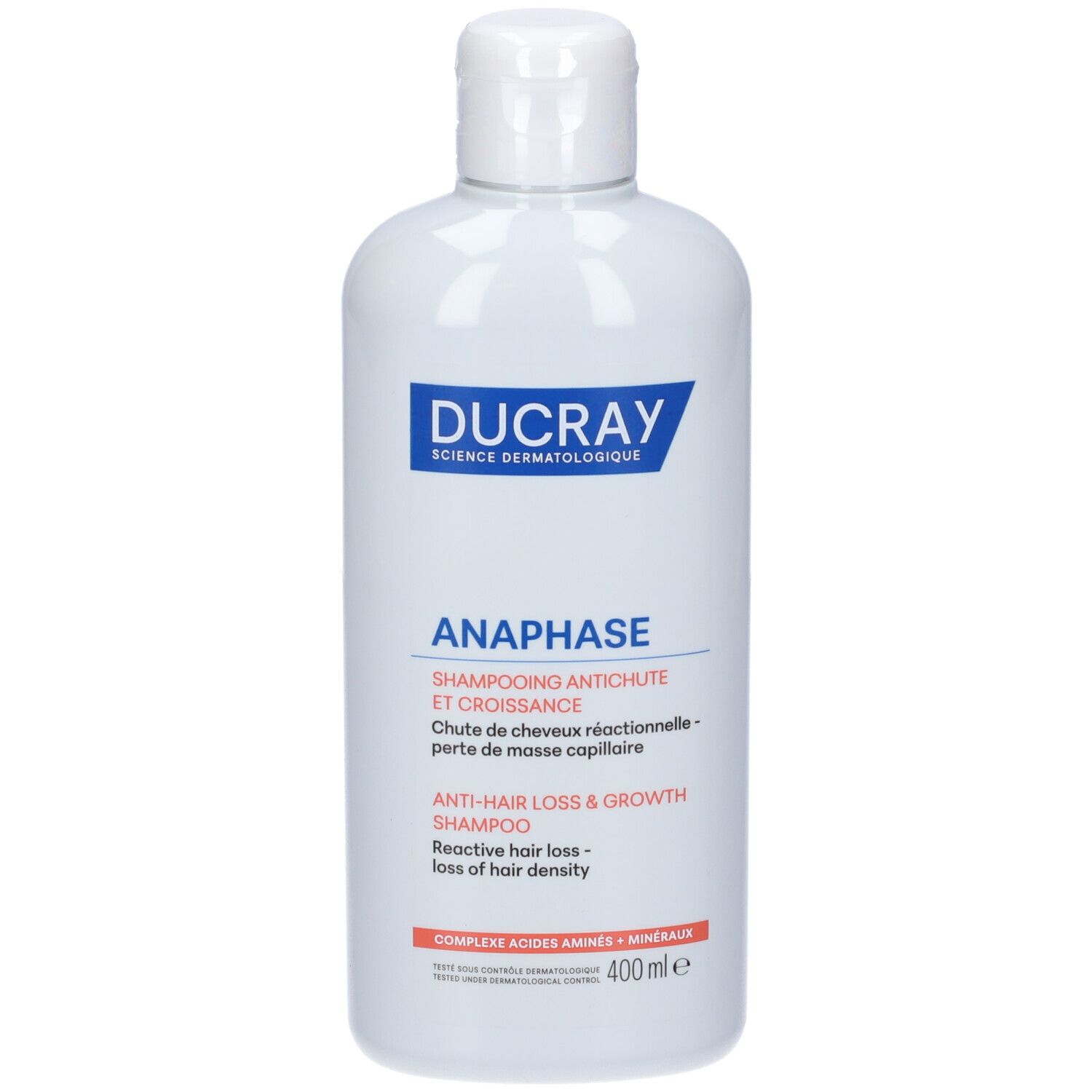 Ducray Anaphase+ Shampoo contro la caduta e crescita dei capelli, Frena la caduta dei capelli occasionale, 400ml