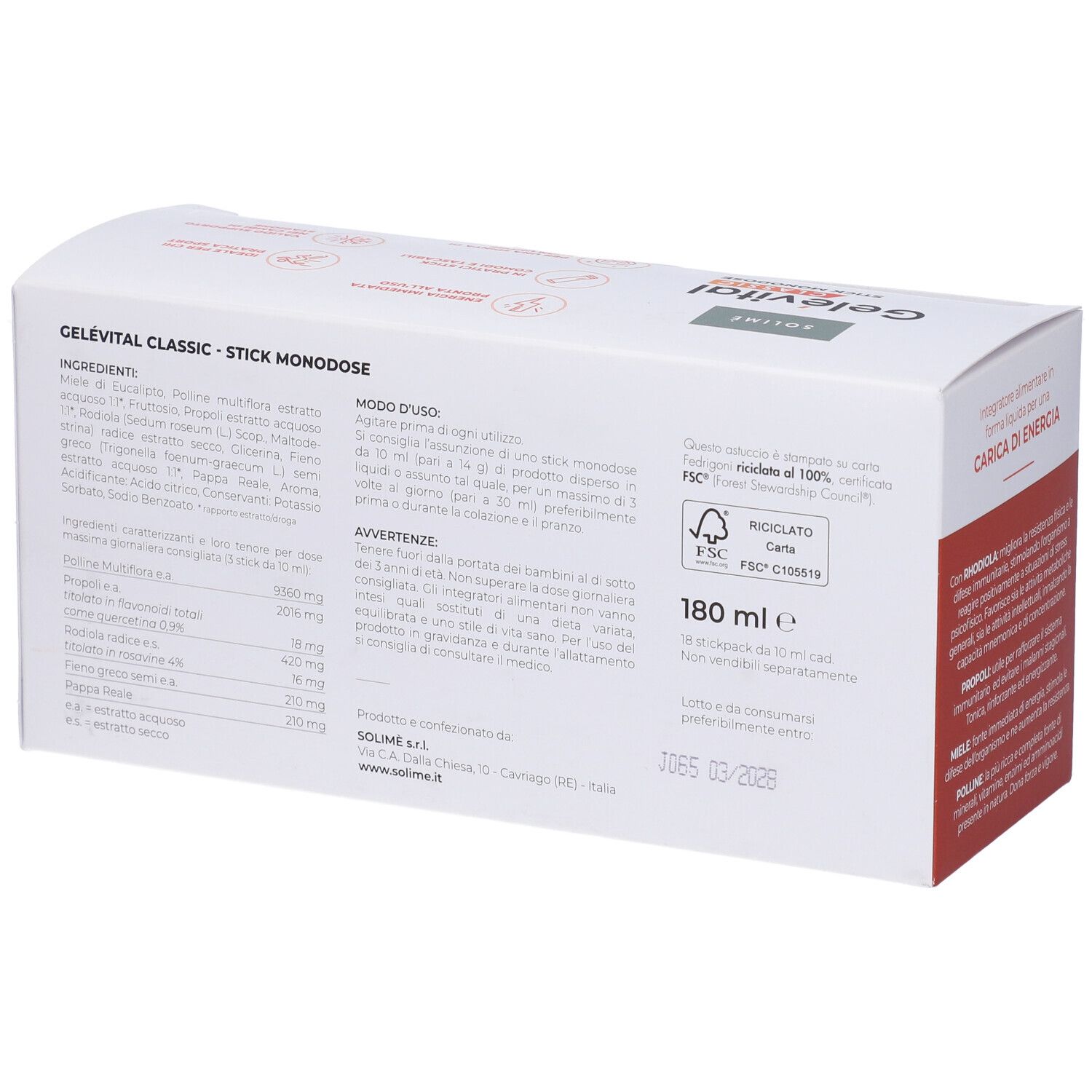 Gelevital Classic 18 Stick Monodose Da 10 Ml