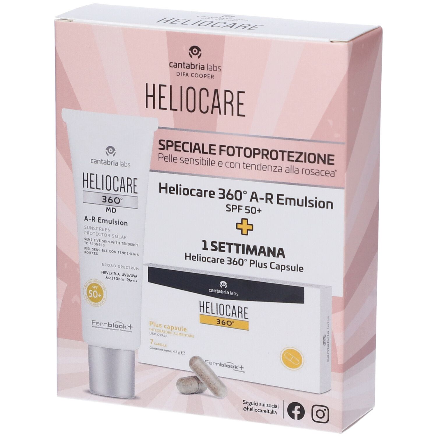 Set Speciale Fotoprotezione Heliocare 360° MD A-R Emulsion + Heliocare 360° Plus Capsule