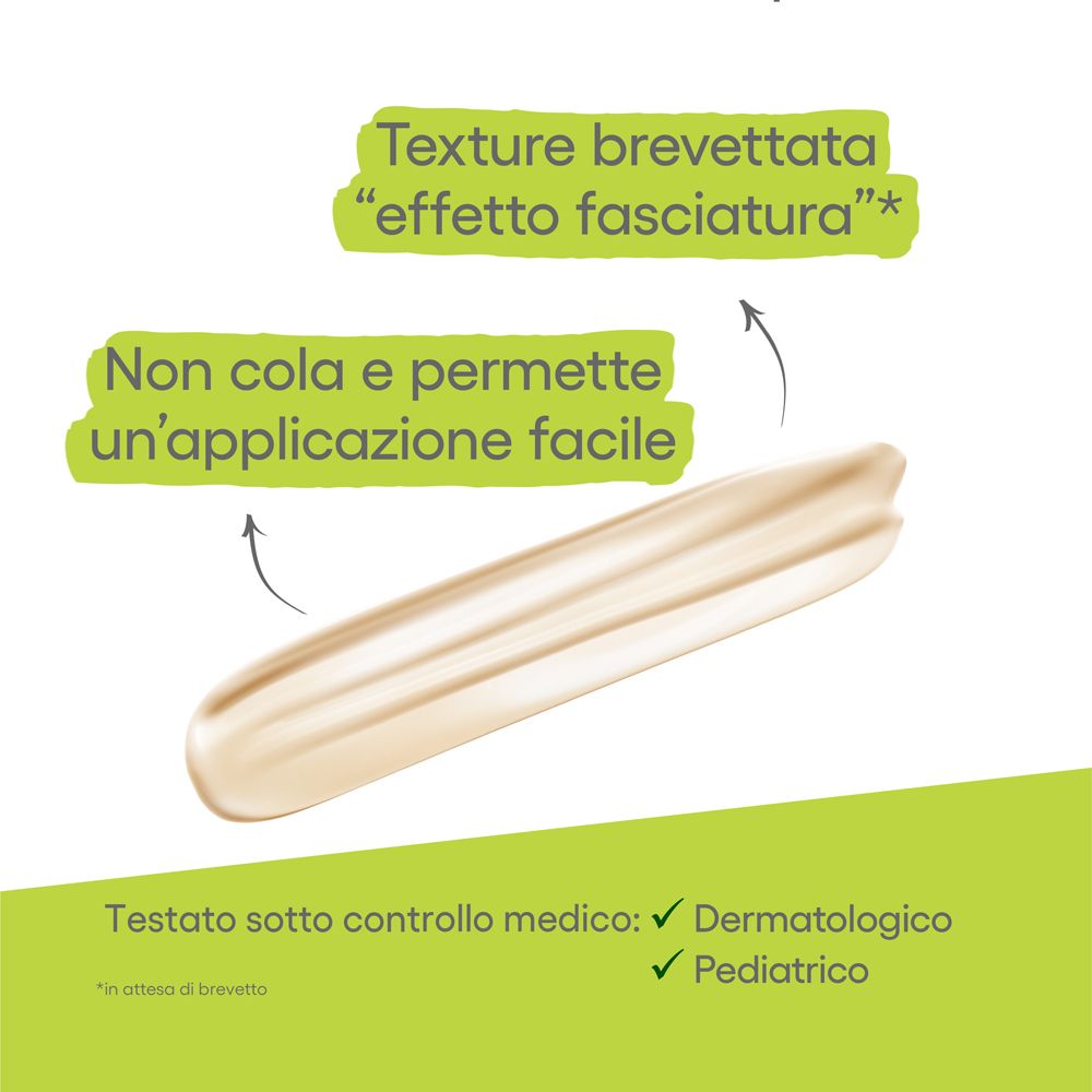 Roll-on A-Derma Cutalgan. Testo: Texture brevettata, non appiccica, facile applicazione. Testato dermatologicamente e pediatricamente.