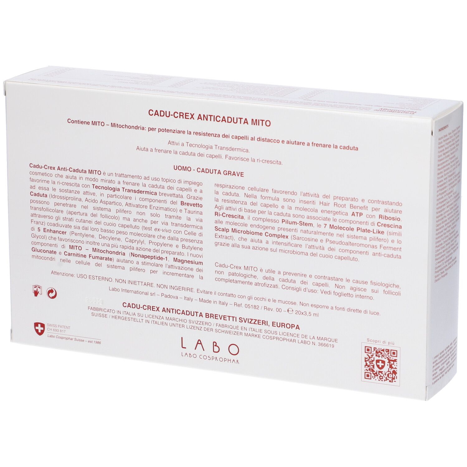 Labo Cadu-Crex Anti-Caduta Mito Caduta Grave Uomo 20 Fiale
