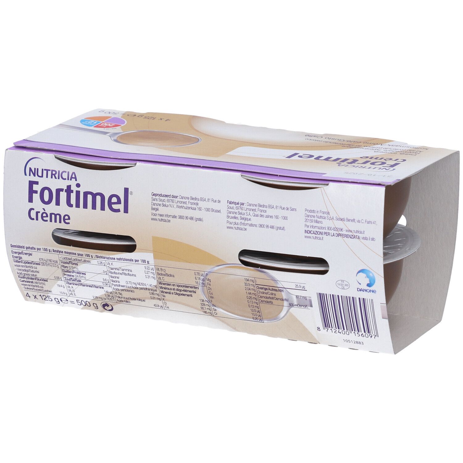 Nutricia Fortimel Creme,Gusto Caffè,Ipercalorico,Iperproteico,4x125ml