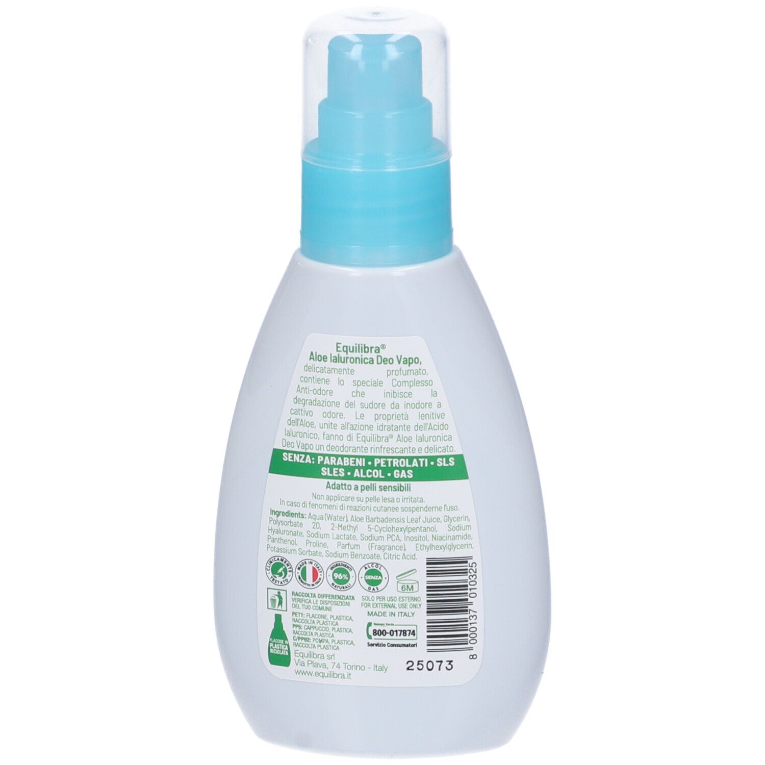 Equilibra Aloe Ialuronica Deo Vapo Deodorante Spray - risparmia il 10% con il codice: EQUILIBRA10