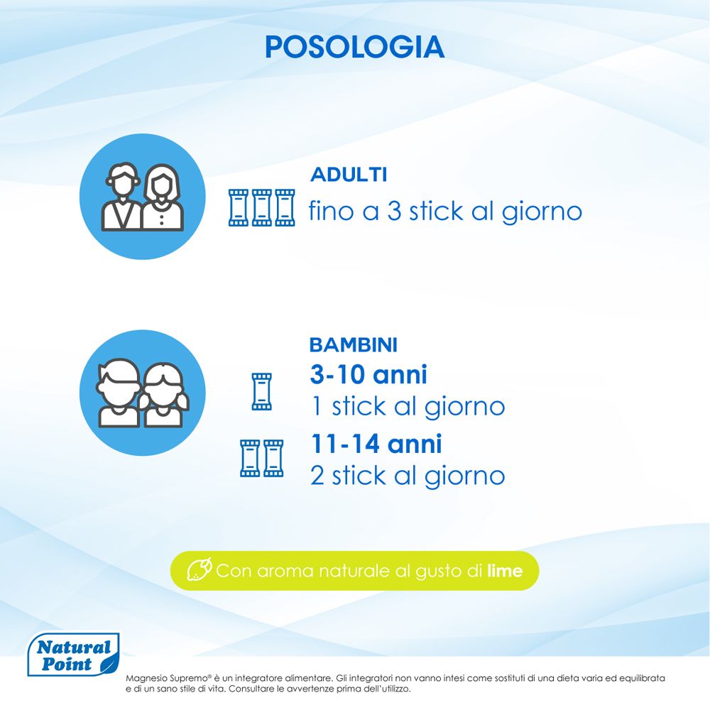 Magnesio Supremo Stick: raccomandazioni sul dosaggio per adulti e bambini.