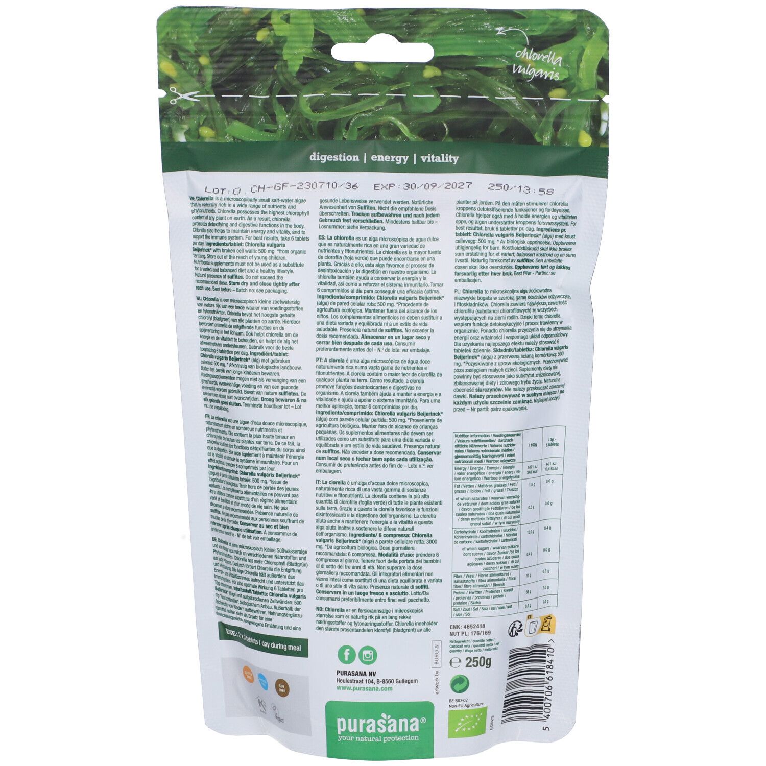 Purasana Chlorella BIO Compresse
