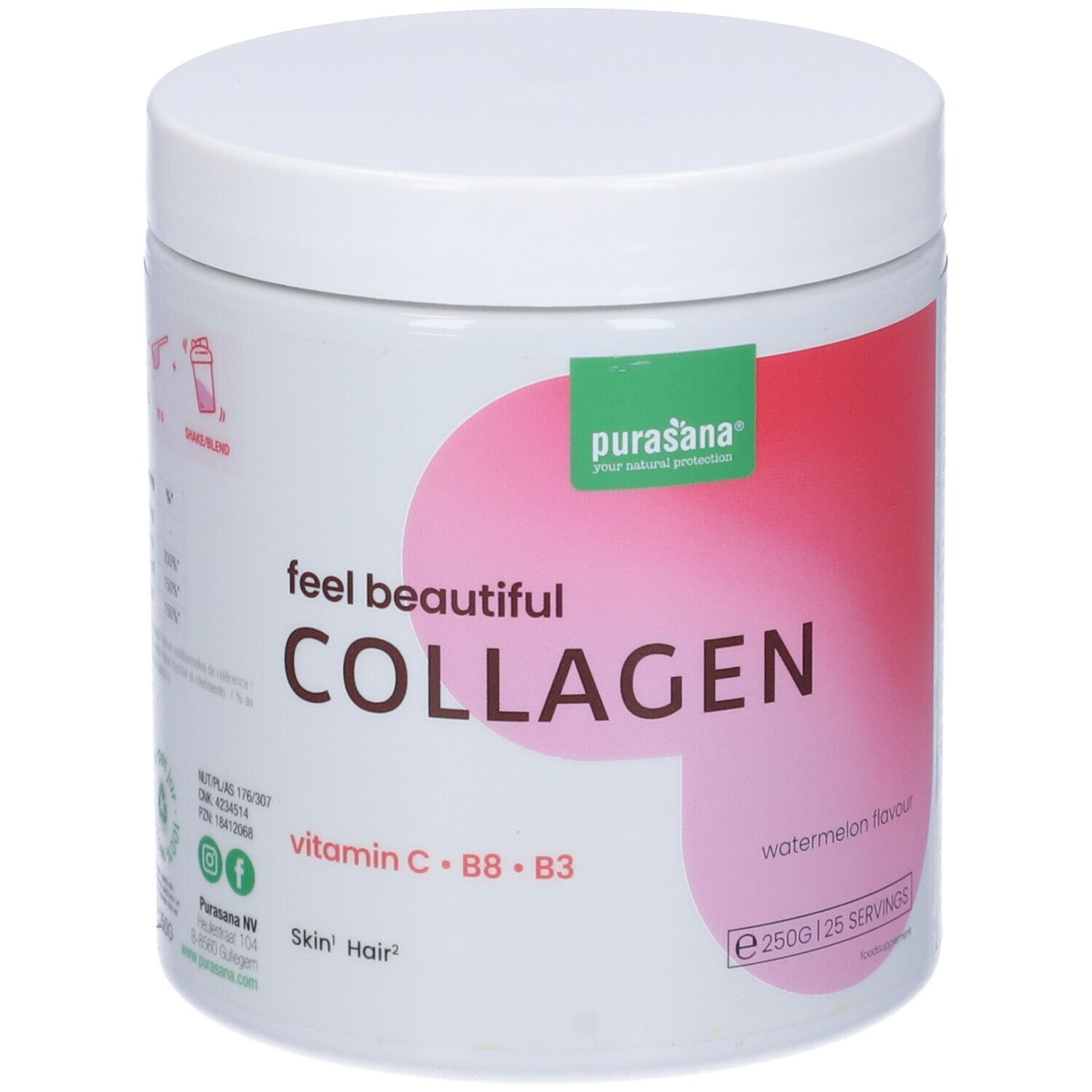 Purasana Feel Beautiful Beauty Collagen Polvere Gusto Watermelon