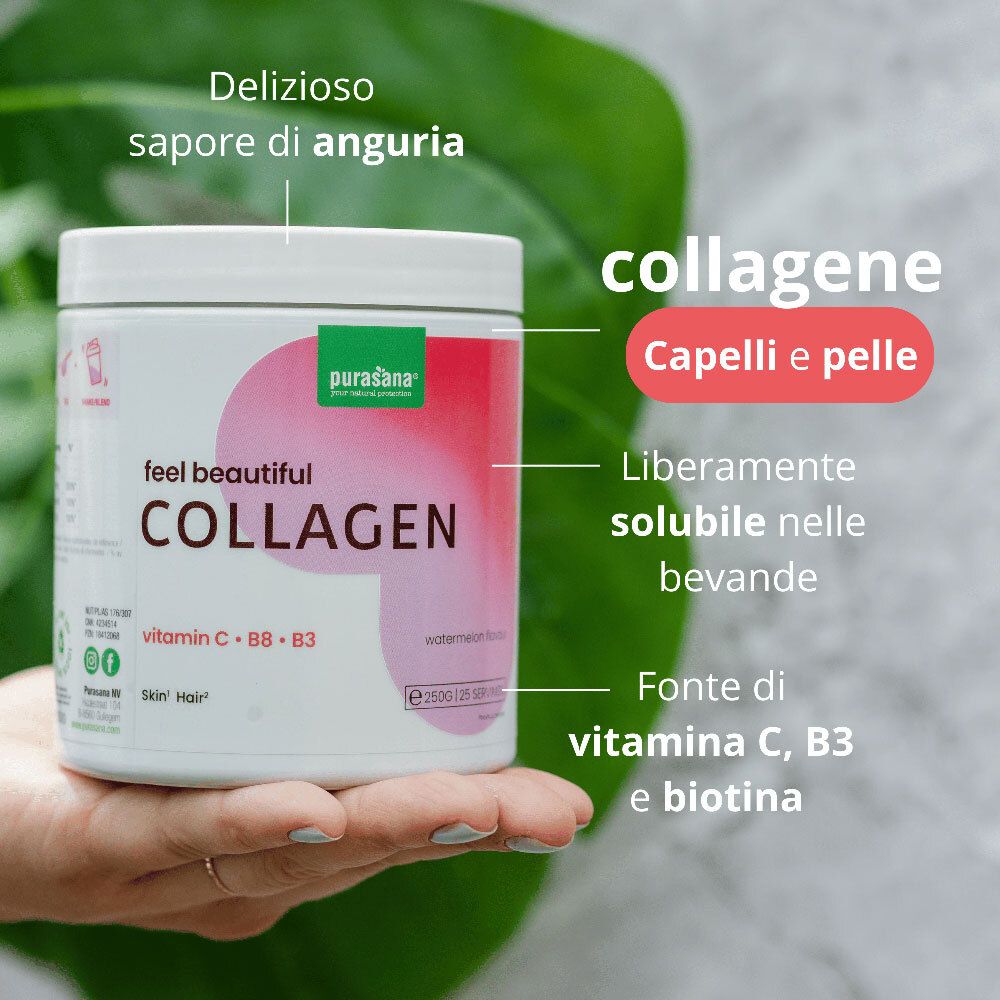 Purasana Feel Beautiful Beauty Collagen Polvere Gusto Watermelon