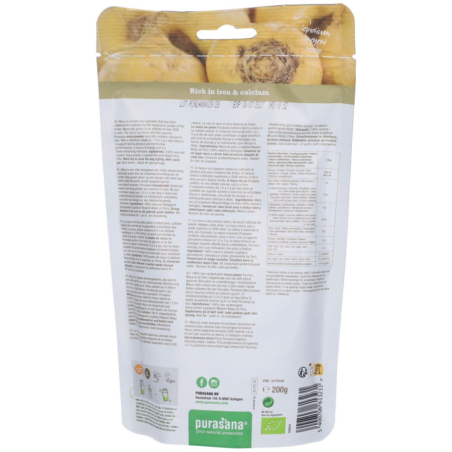 Purasana Maca Raw Powder BIO Polvere