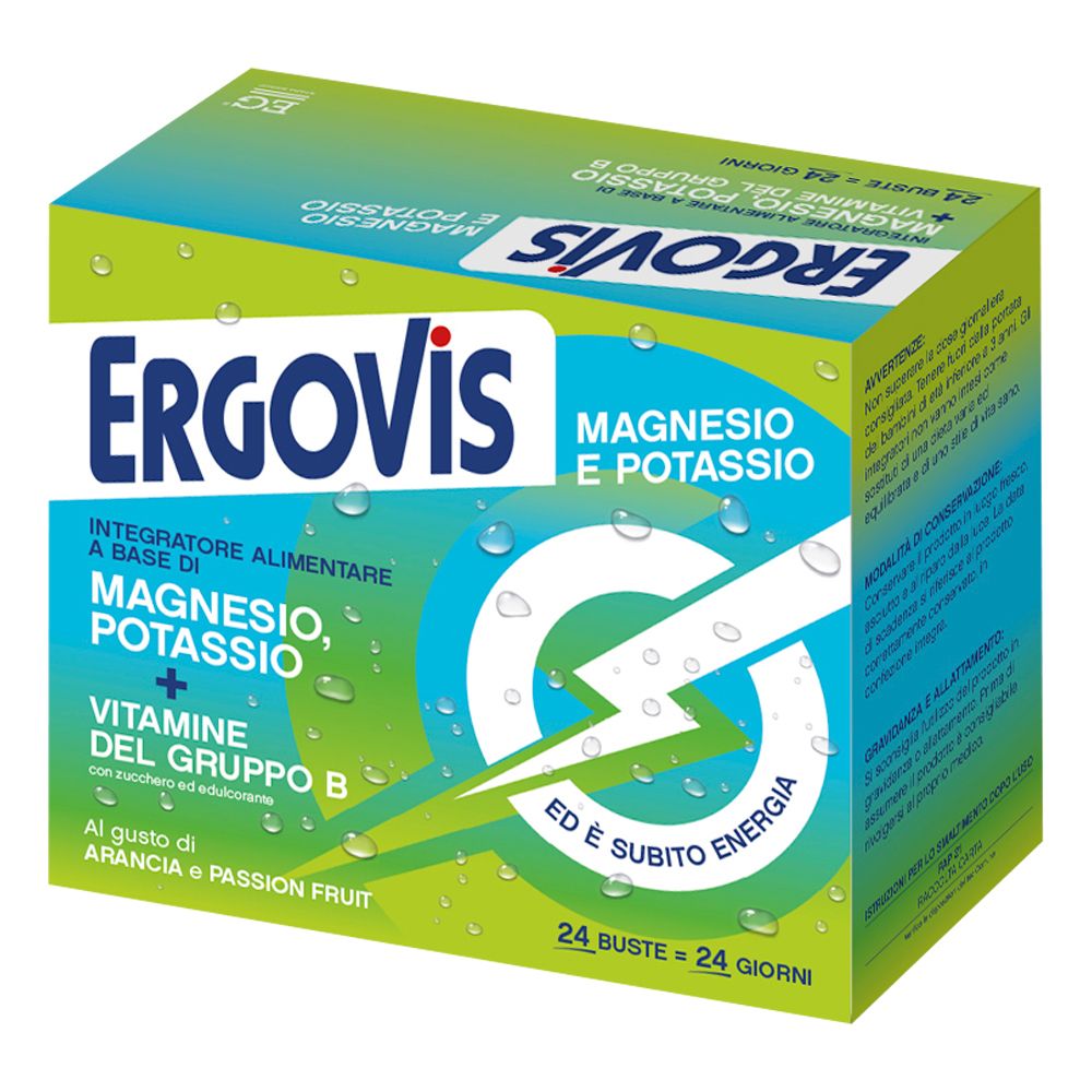 Ergovis Magnesio e Potassio e Vitamine Gruppo B ed è subito energia Bustine