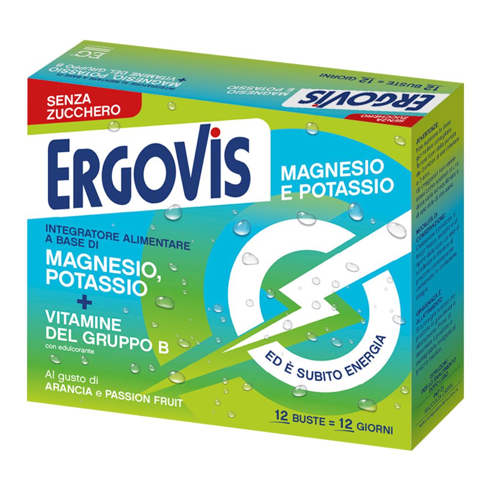 Ergovis Magnesio e Potassio e Vitamine Gruppo B ed è subito energia Bustine Senza Zucchero