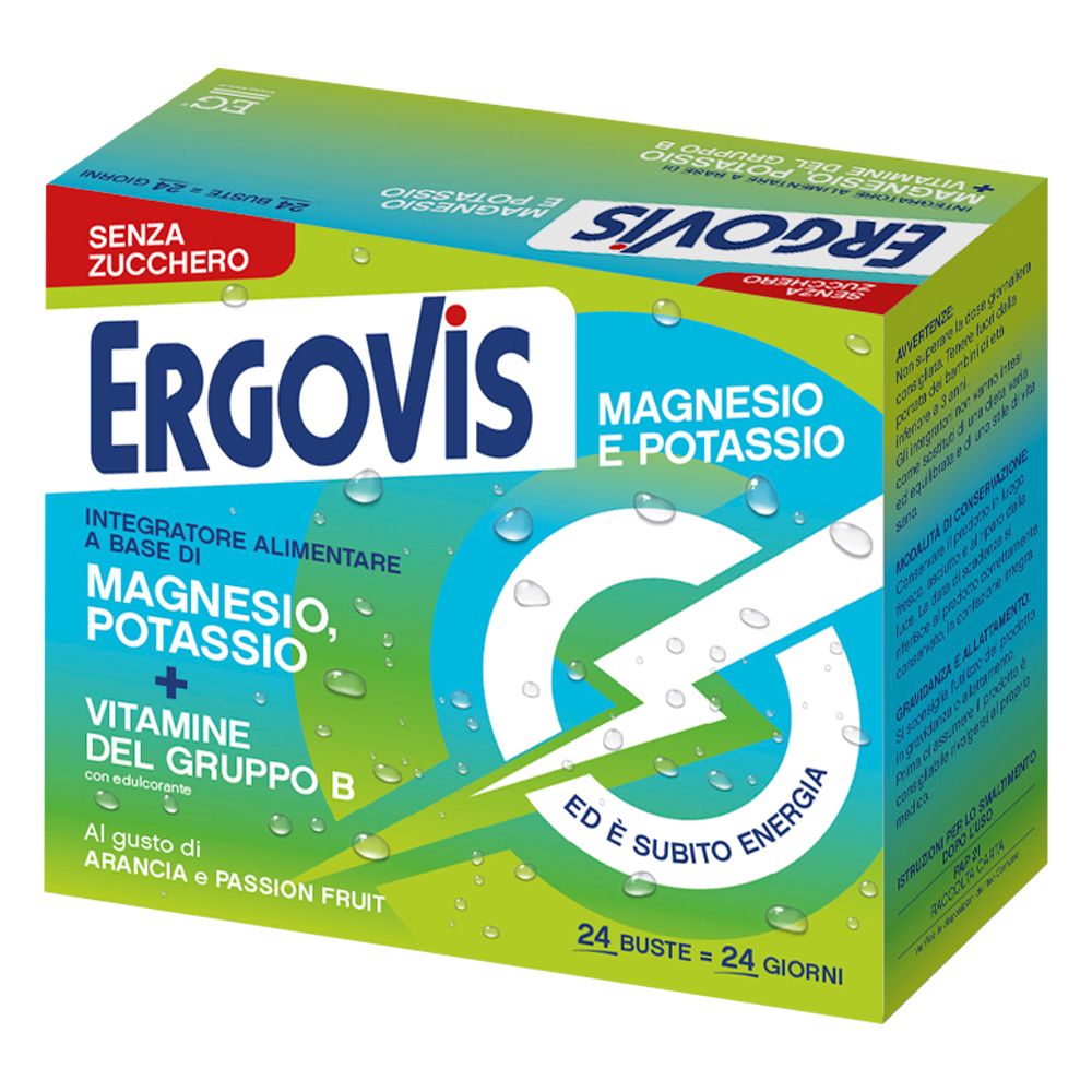 Ergovis Magnesio e Potassio e Vitamine Gruppo B ed è subito energia Bustine Senza Zucchero