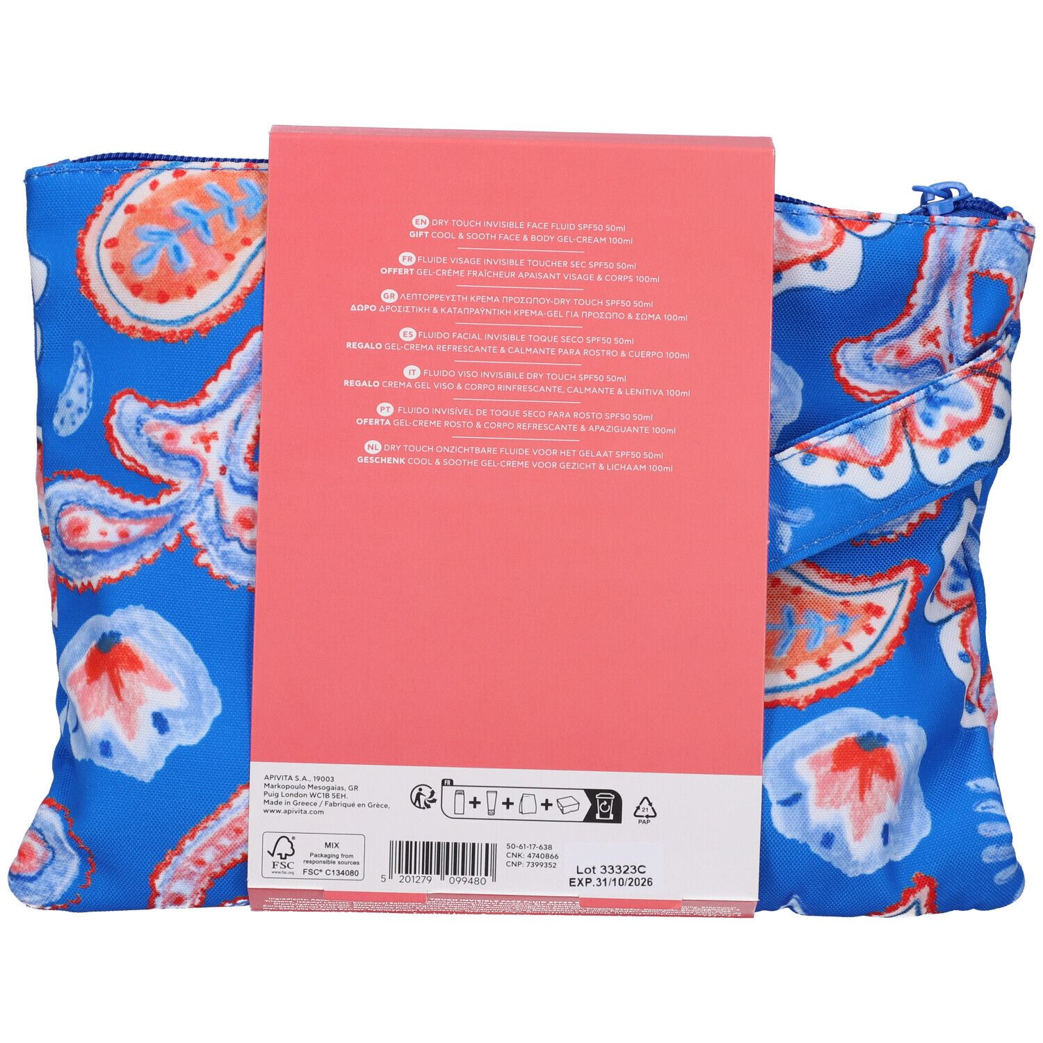 Apivita Bee Sun Safe Fluido Viso + Doposole + Borsa