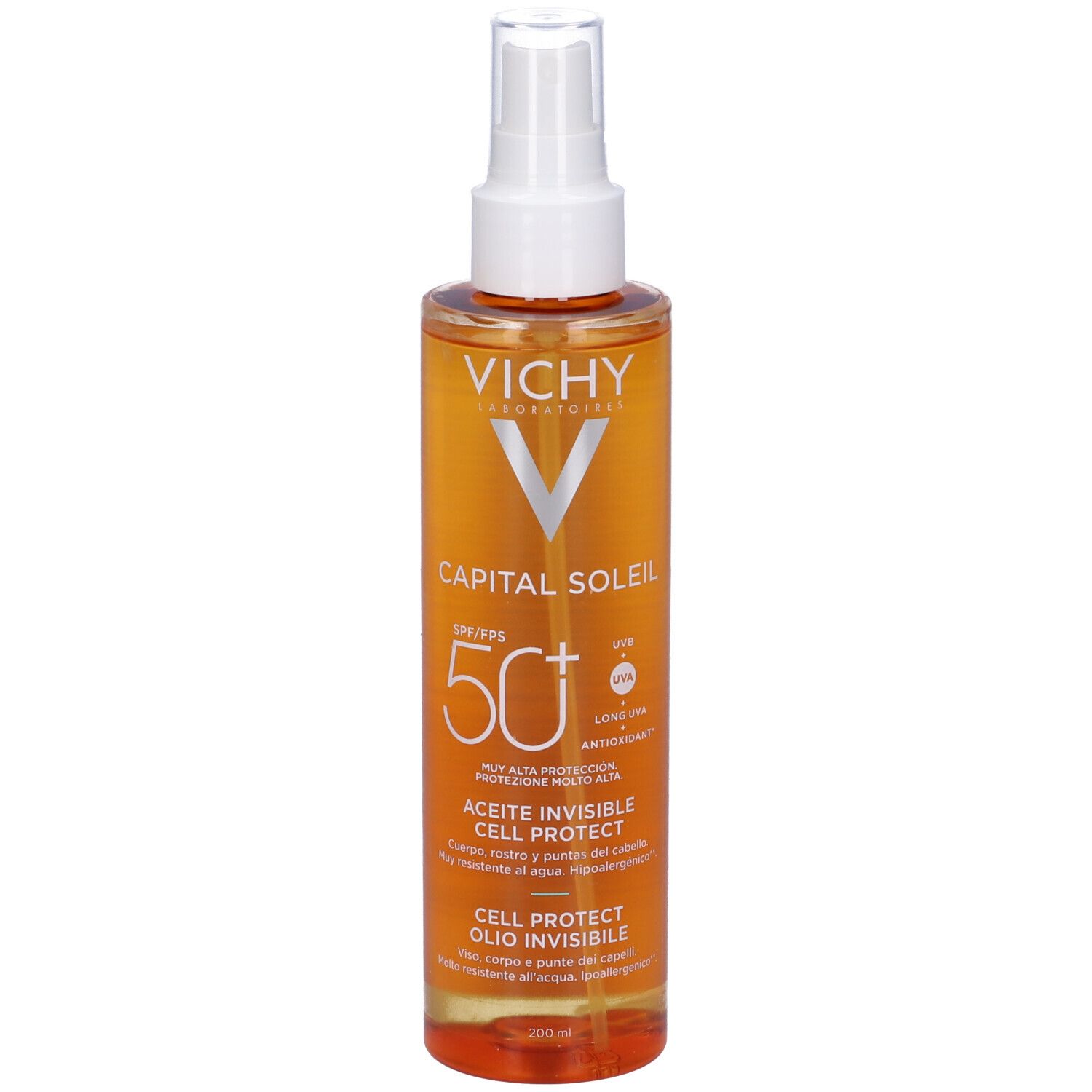 Vichy Capital Soleil Cell Protect Olio Invisibile viso, corpo e capelli Protezione elevata SPF50+