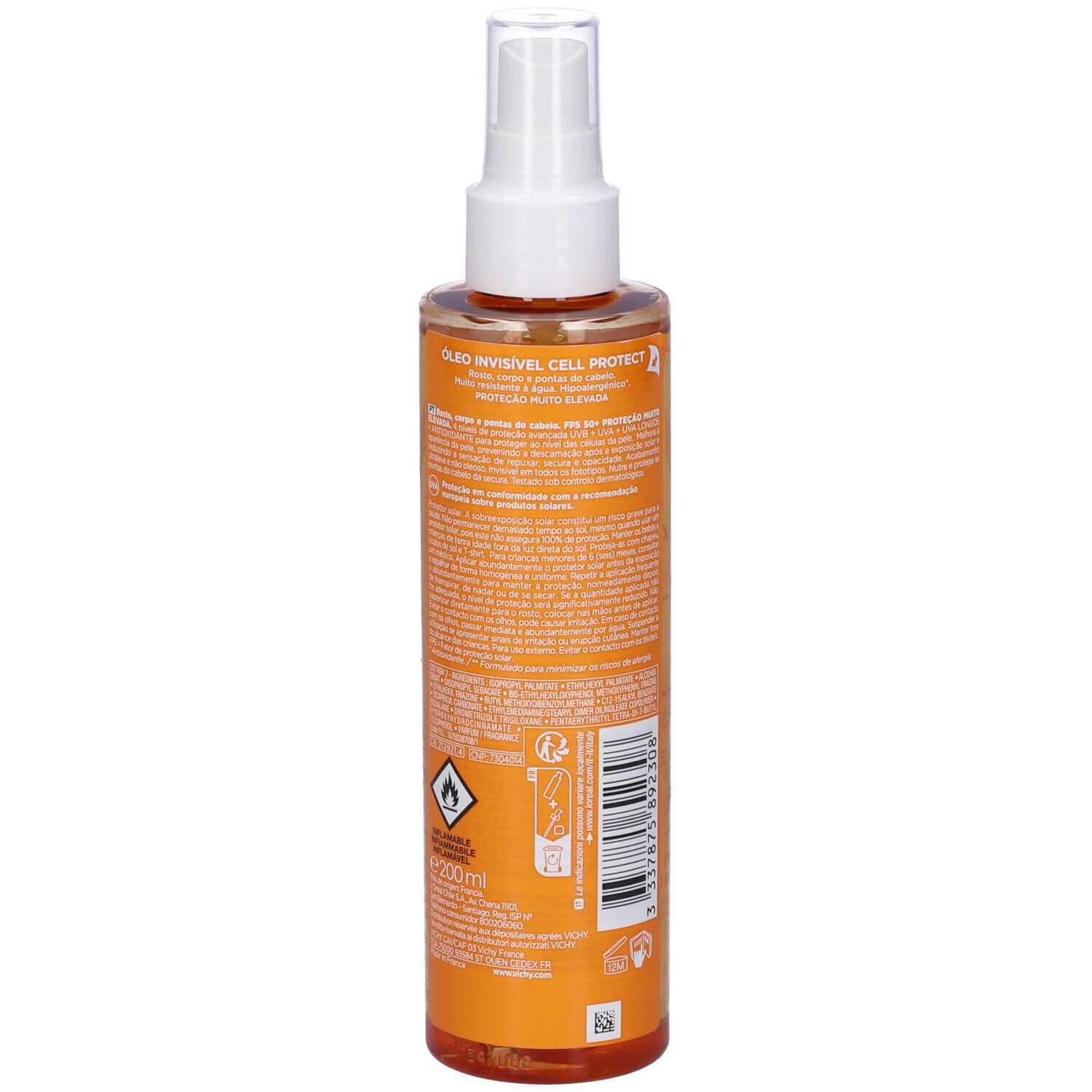 Vichy Capital Soleil Cell Protect Olio Invisibile viso, corpo e capelli Protezione elevata SPF50+