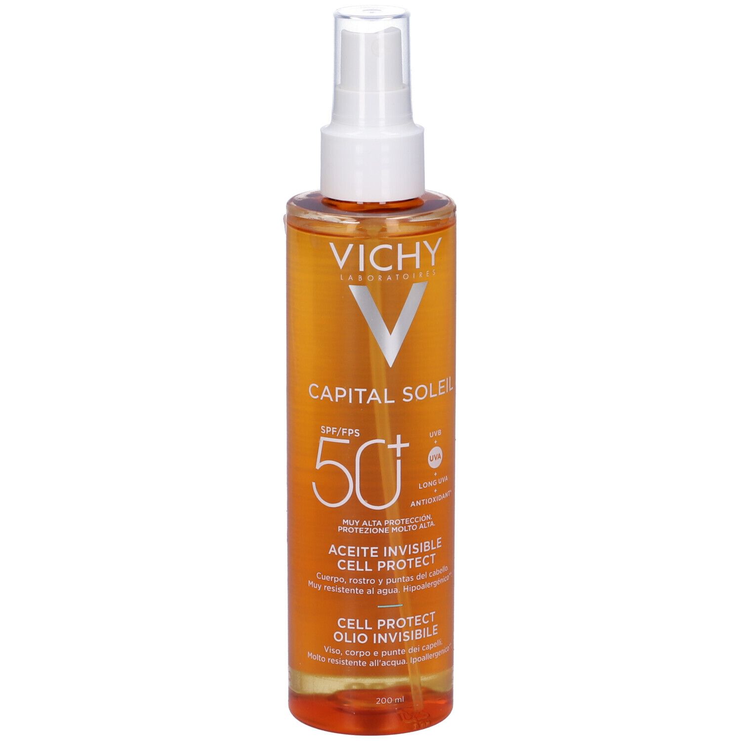 Vichy Capital Soleil Cell Protect Olio Invisibile viso, corpo e capelli Protezione elevata SPF50+