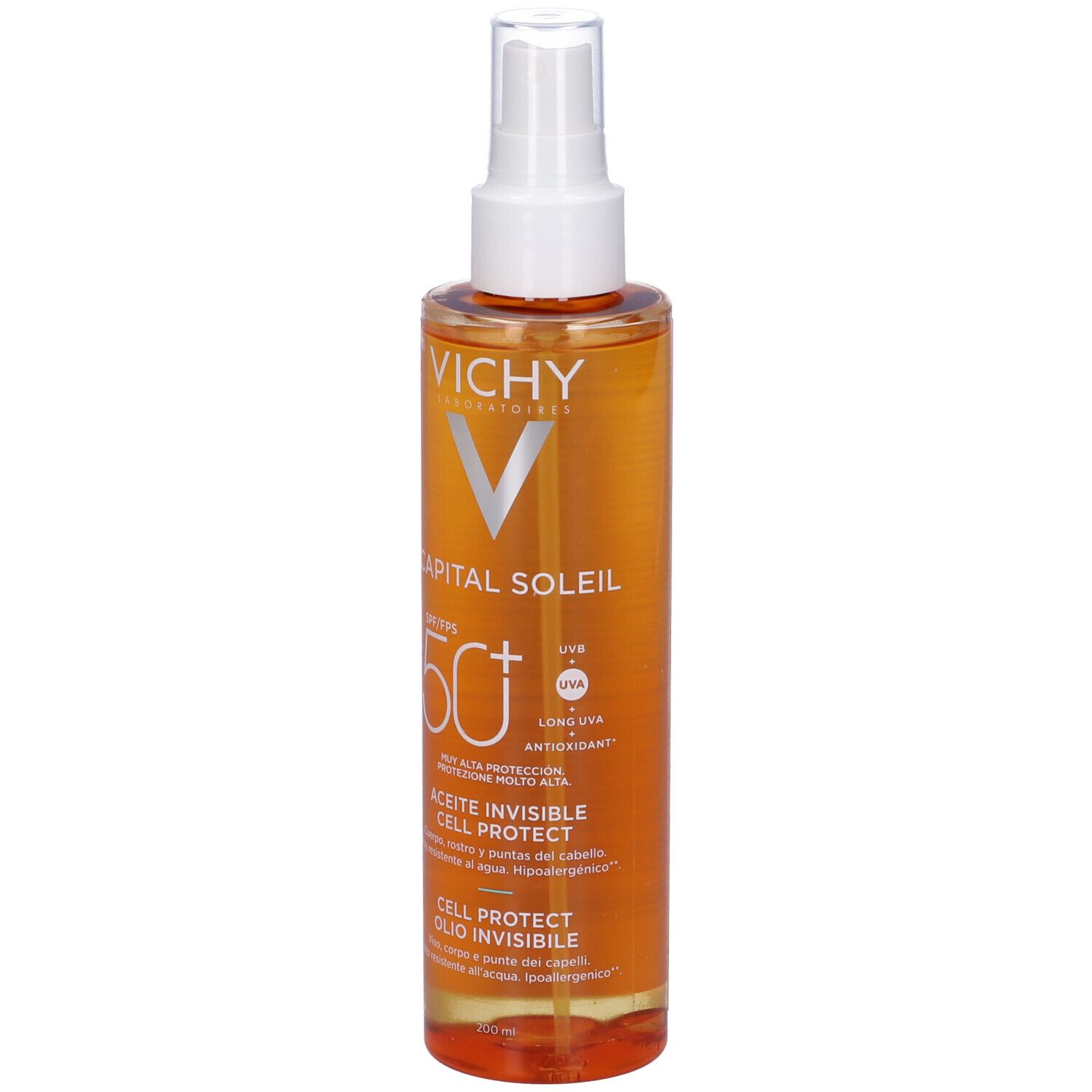 Vichy Capital Soleil Cell Protect Olio Invisibile viso, corpo e capelli Protezione elevata SPF50+