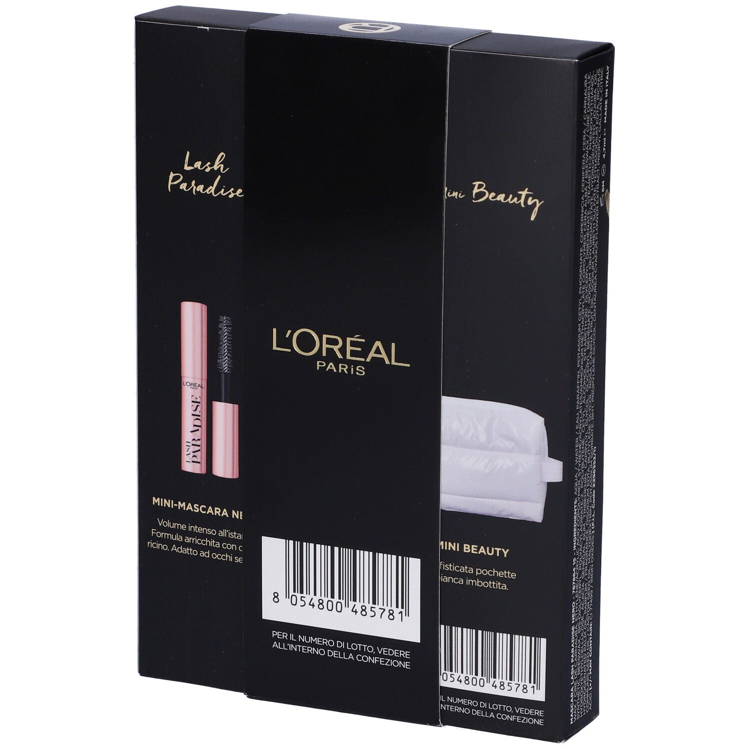 L´Oréal Set Mini Mascara Lash Paradise Nero +Primer Pore Minimizer con Pochette in Omaggio