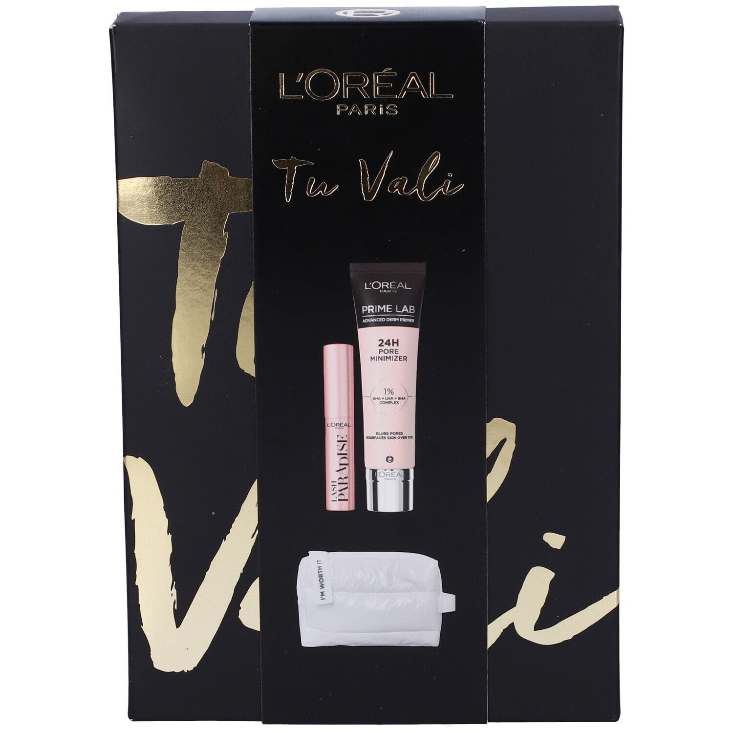 L´Oréal Set Mini Mascara Lash Paradise Nero +Primer Pore Minimizer con Pochette in Omaggio