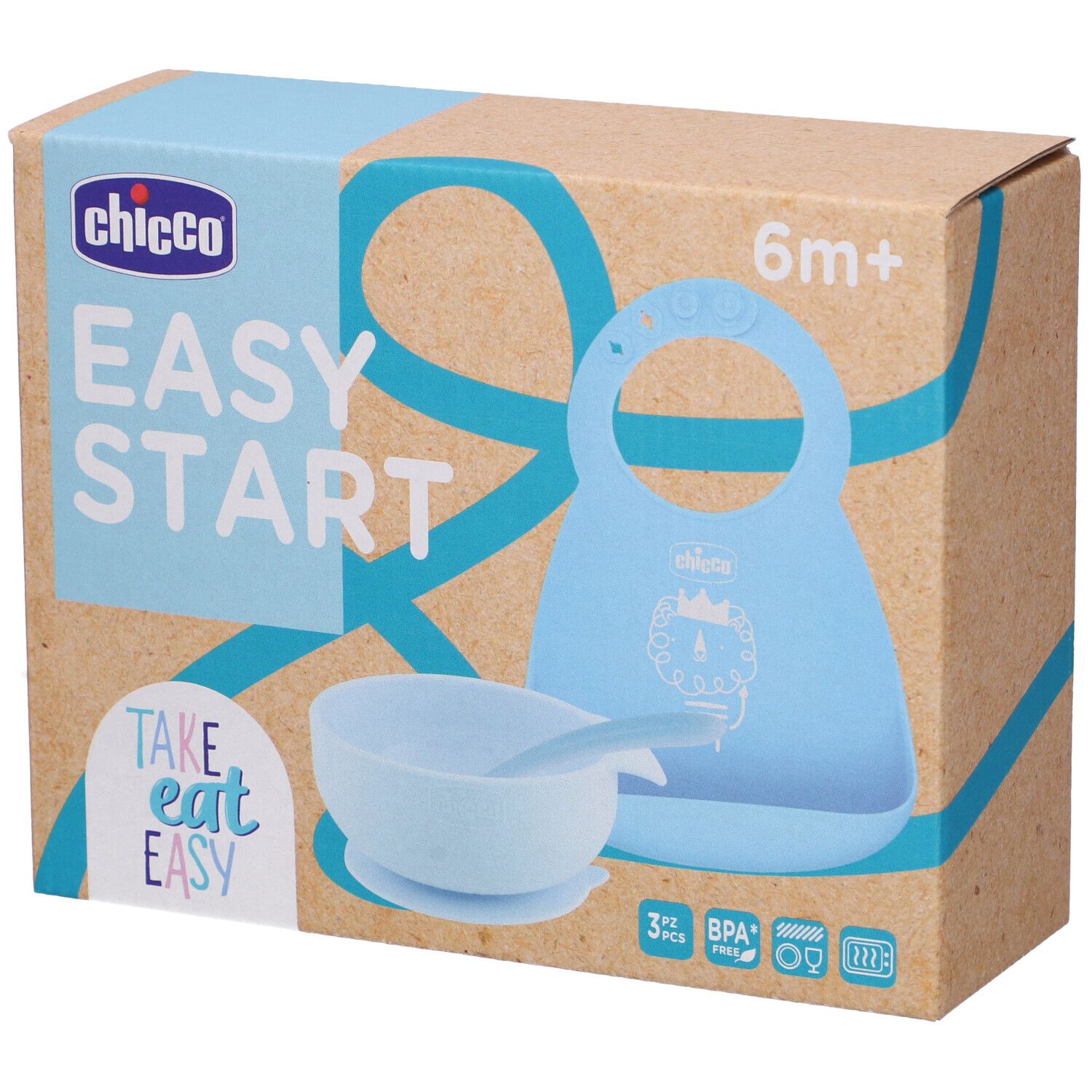 Chicco Set Pappa Silicone 6m+ Azzurro