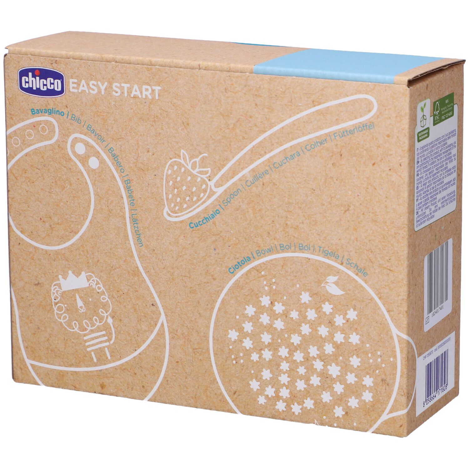Chicco Set Pappa Silicone 6m+ Azzurro