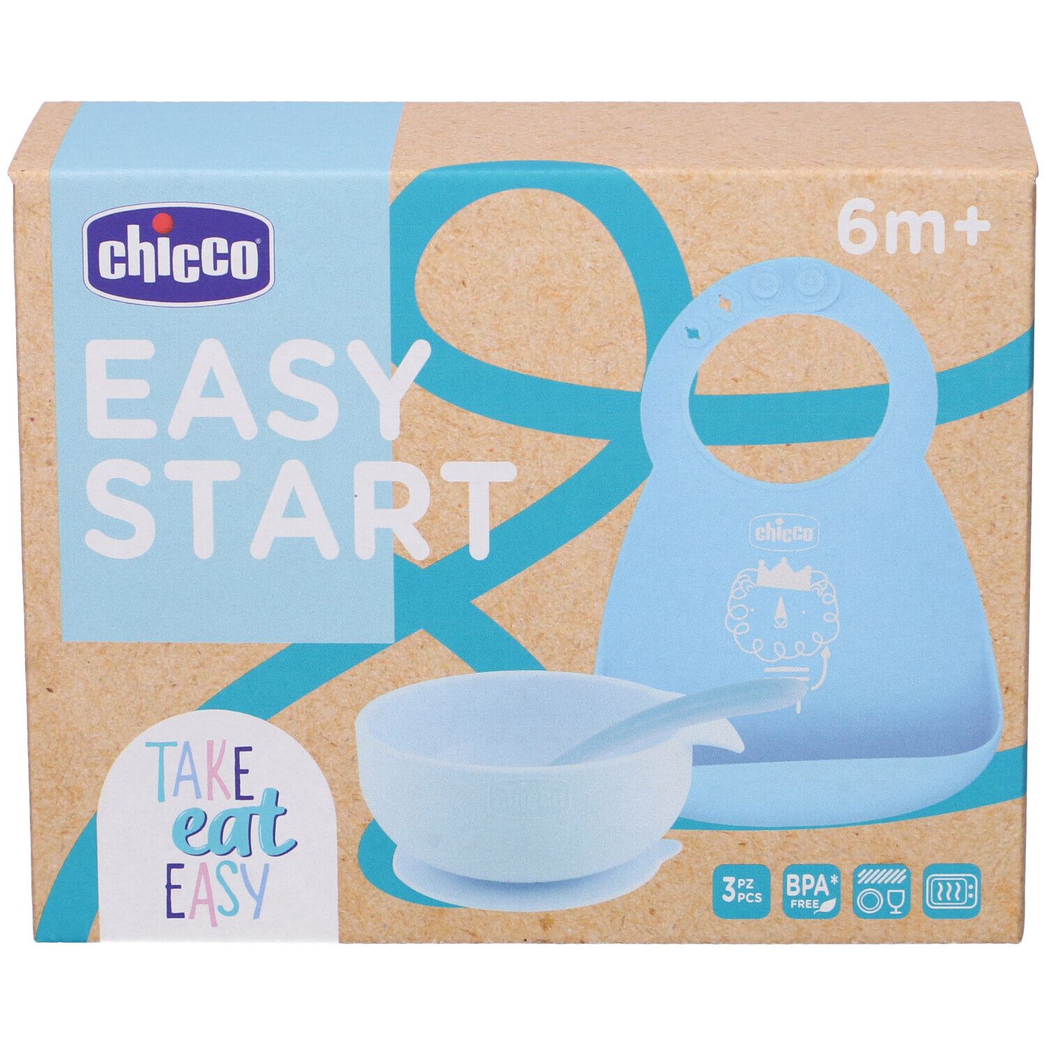 Chicco Set Pappa Silicone 6m+ Azzurro