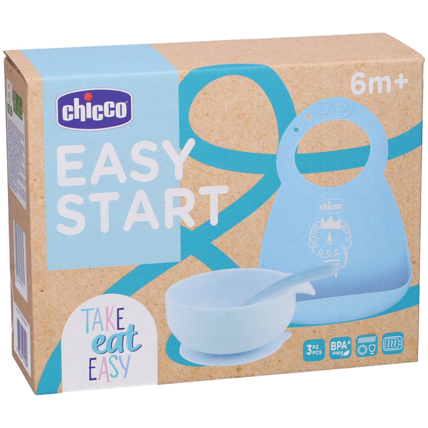 Chicco Set Pappa Silicone 6m+ Azzurro