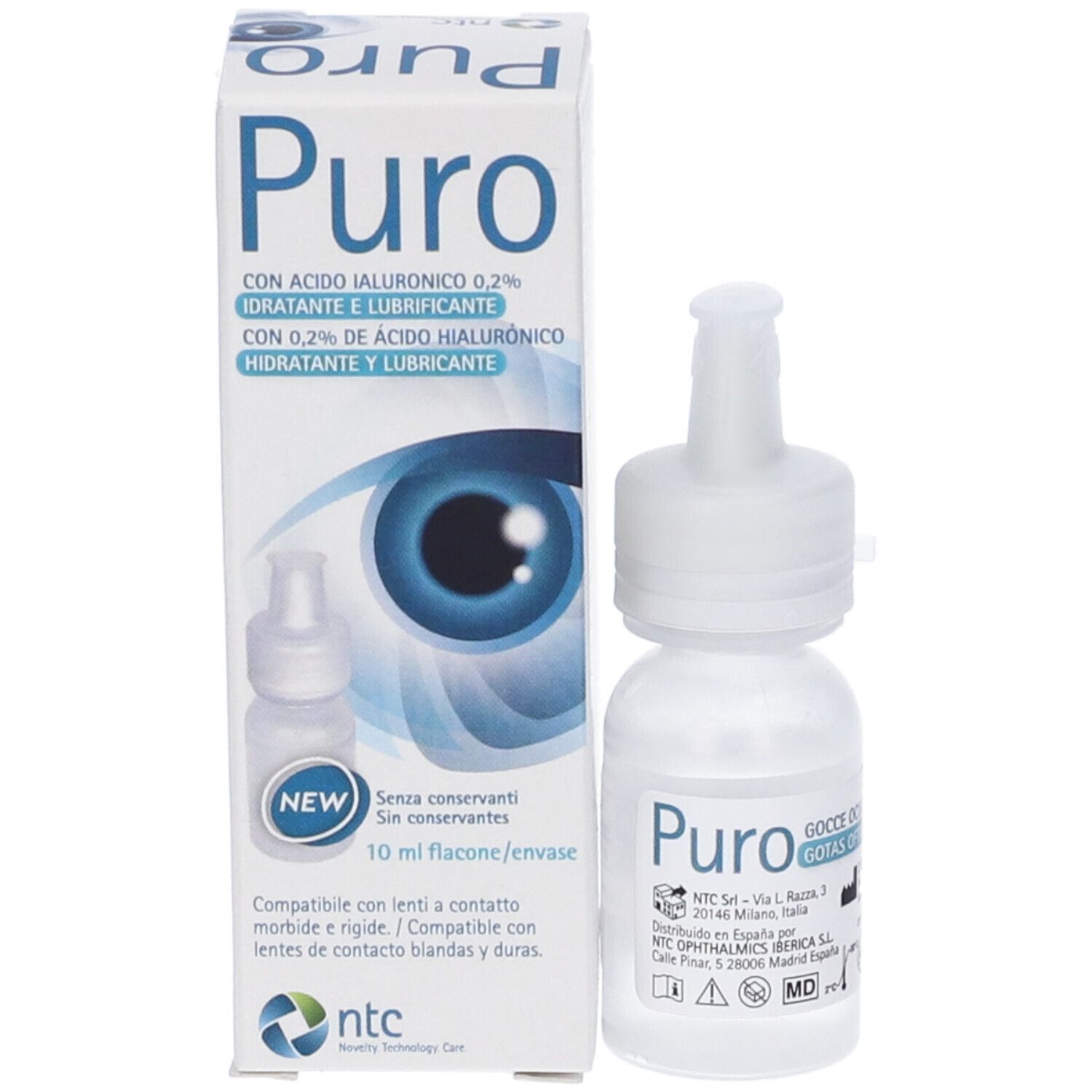 Soluzione Sterile Per Uso Oftalmico Puro Idratante E Lubrificante 0,2% Acido Ialuronico Senza Conservanti 10 Ml