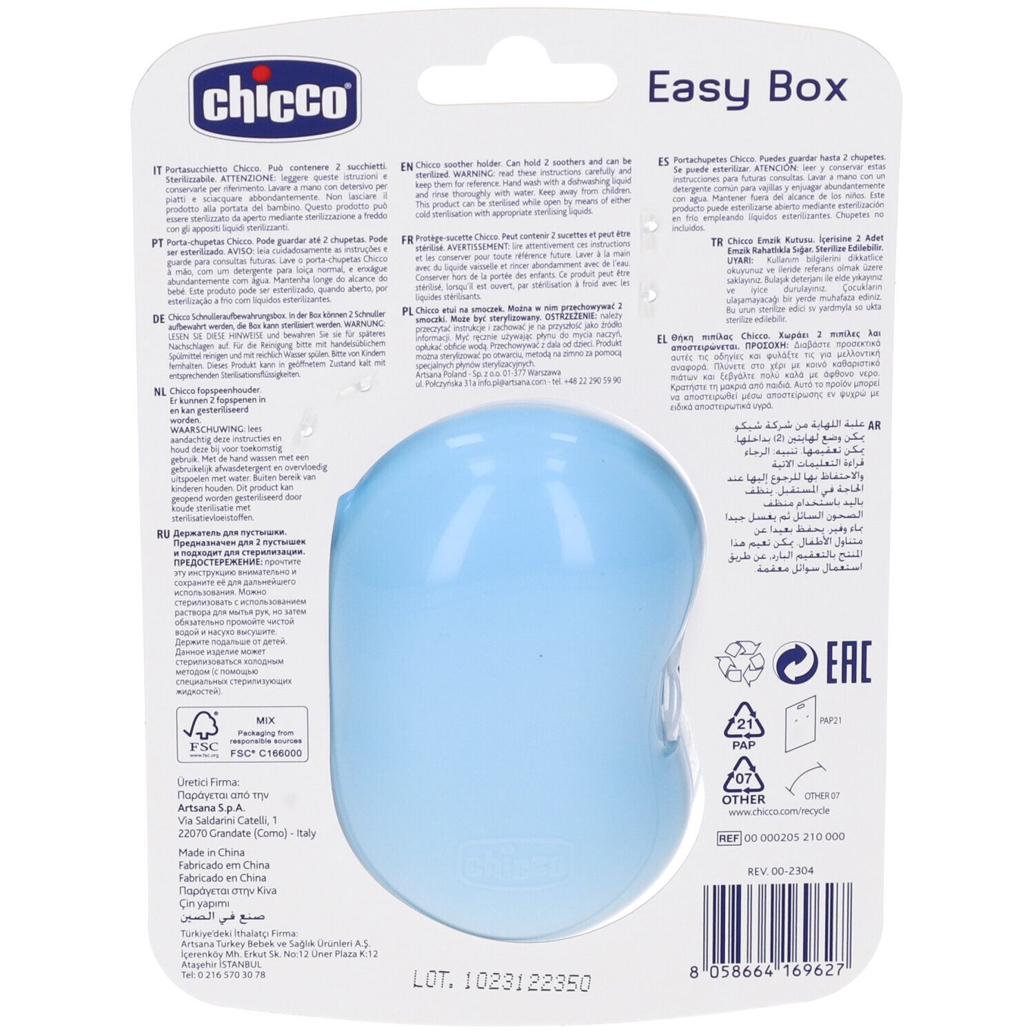 Chicco Portasucchietto Doppio Azzurro