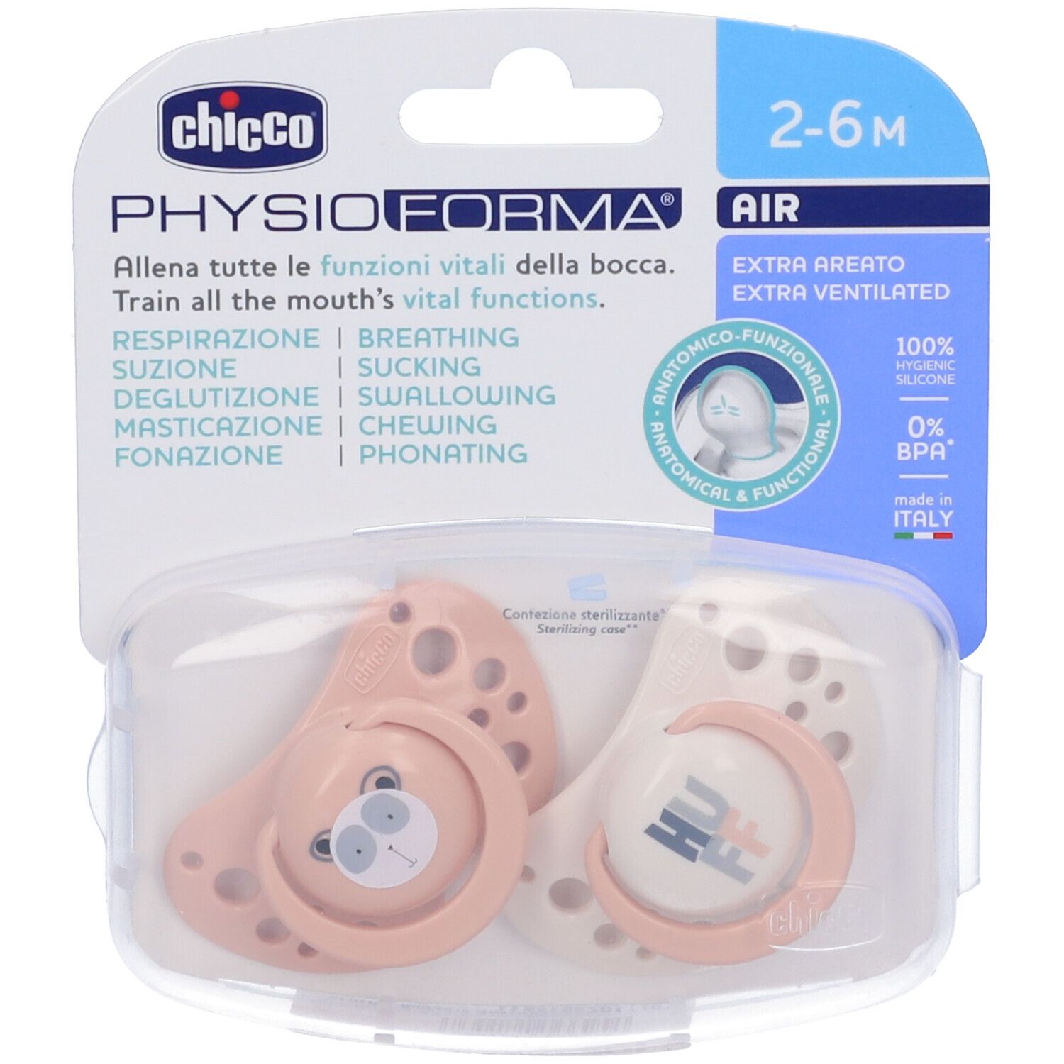 Chicco Succhietti Air Rosa Silicone 2-6 Mesi