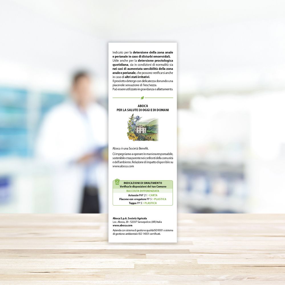 Retro della confezione del prodotto. Testo su uso e ingredienti. Indicazione 100 ml.