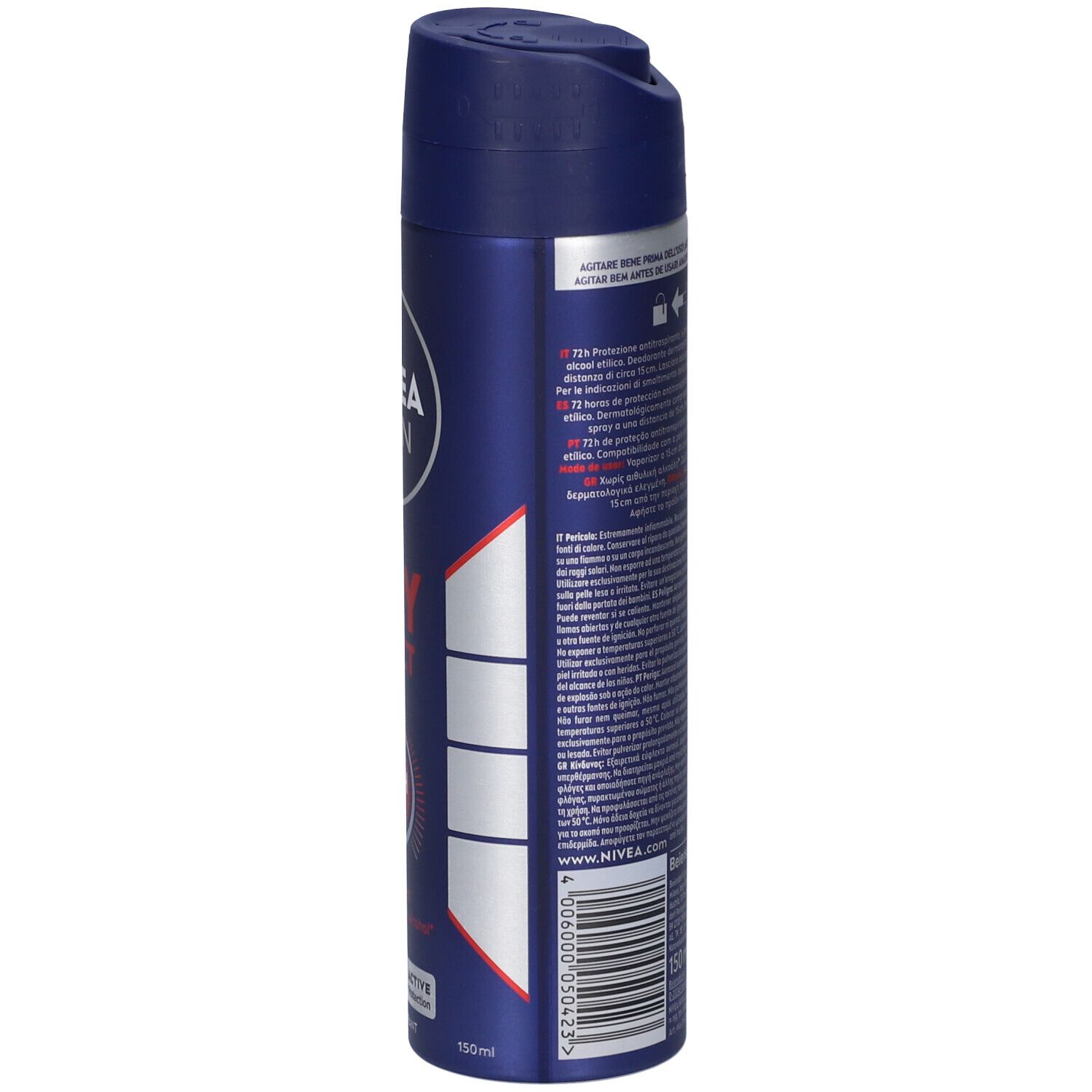 Nivea Men Dry Impact Deodorante Spray 150 ml, Deodorante uomo per 72h di protezione antitraspirante