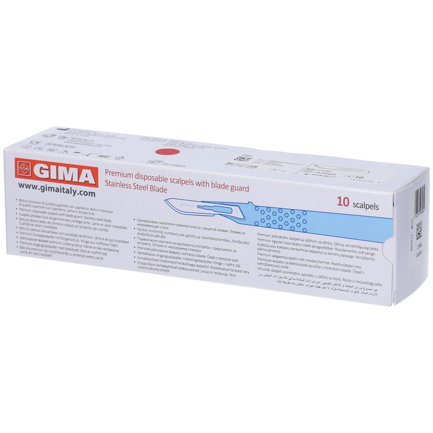 GIMA Bisturi Monouso Lama in Acciaio con Manico in PVC - Lama 10