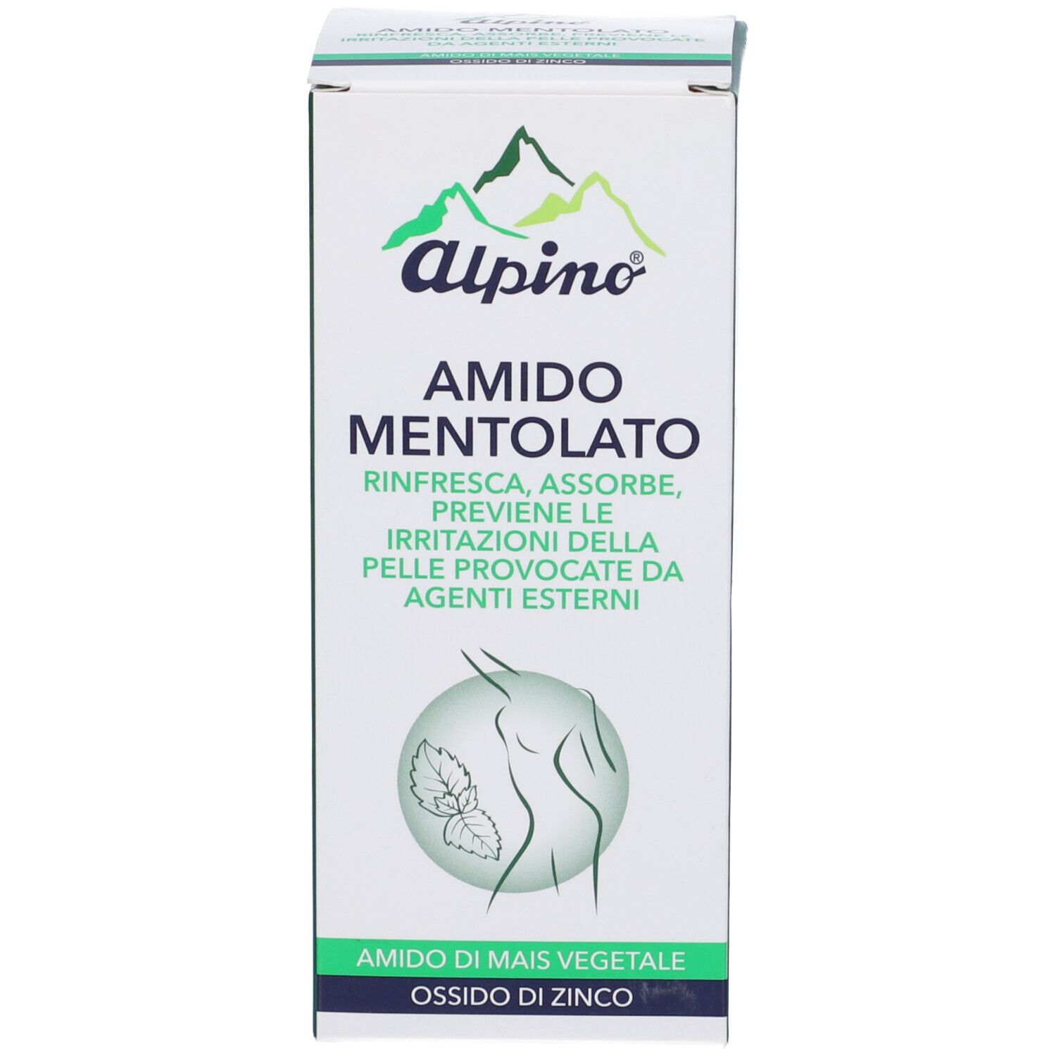 Scatola di imballaggio per Alpino Amido Mentolato.