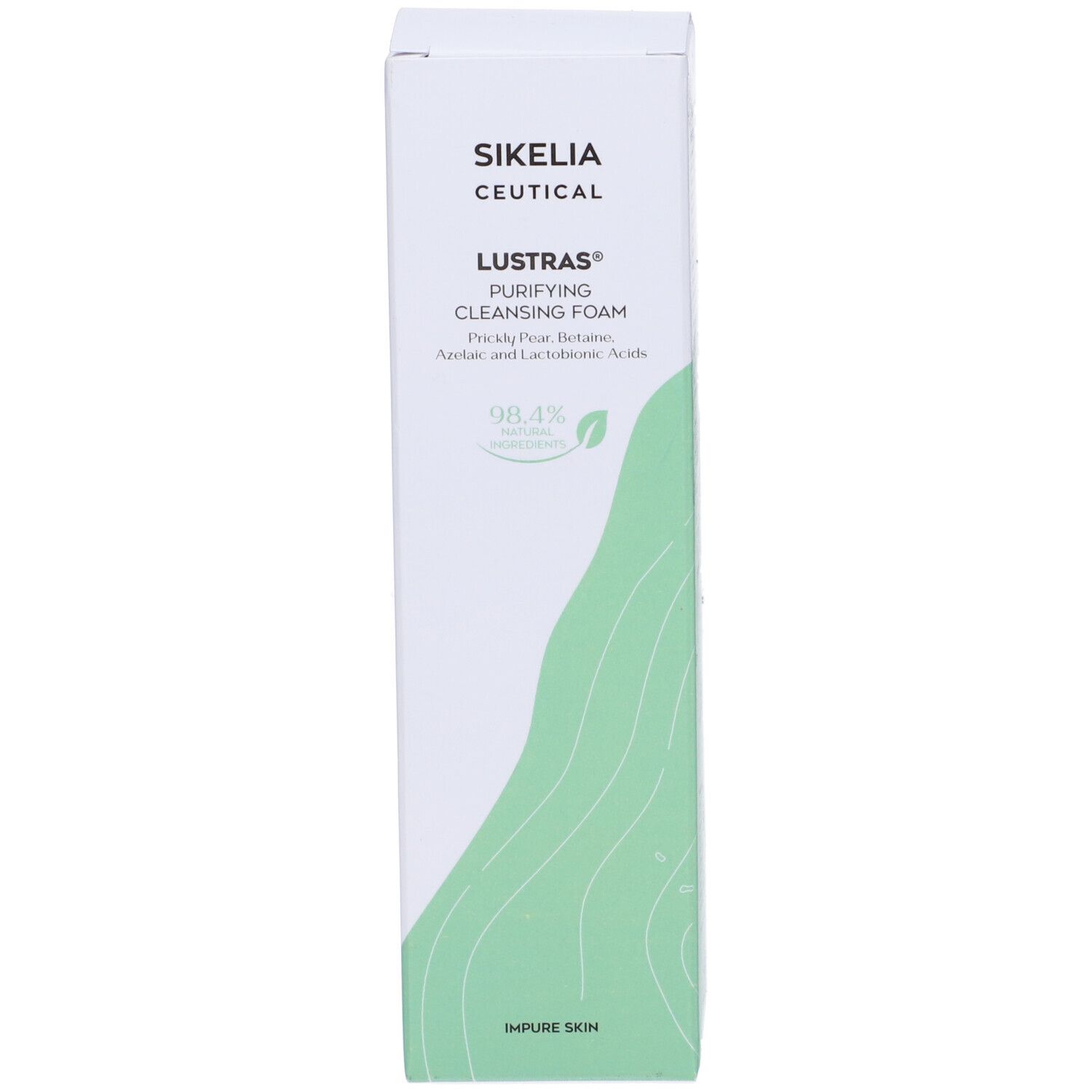 Scatola con scritta: SIKEIA CEUTICAL, LUSTRAS Purifying Cleansing Foam.