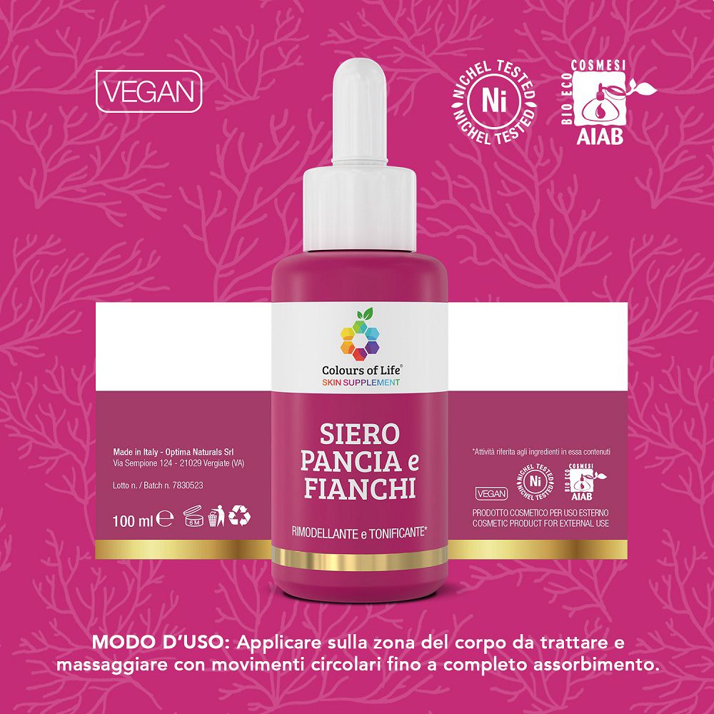 Siero Pancia e Fianchi, vegan, con sigilli per test Nickel e AIAB.