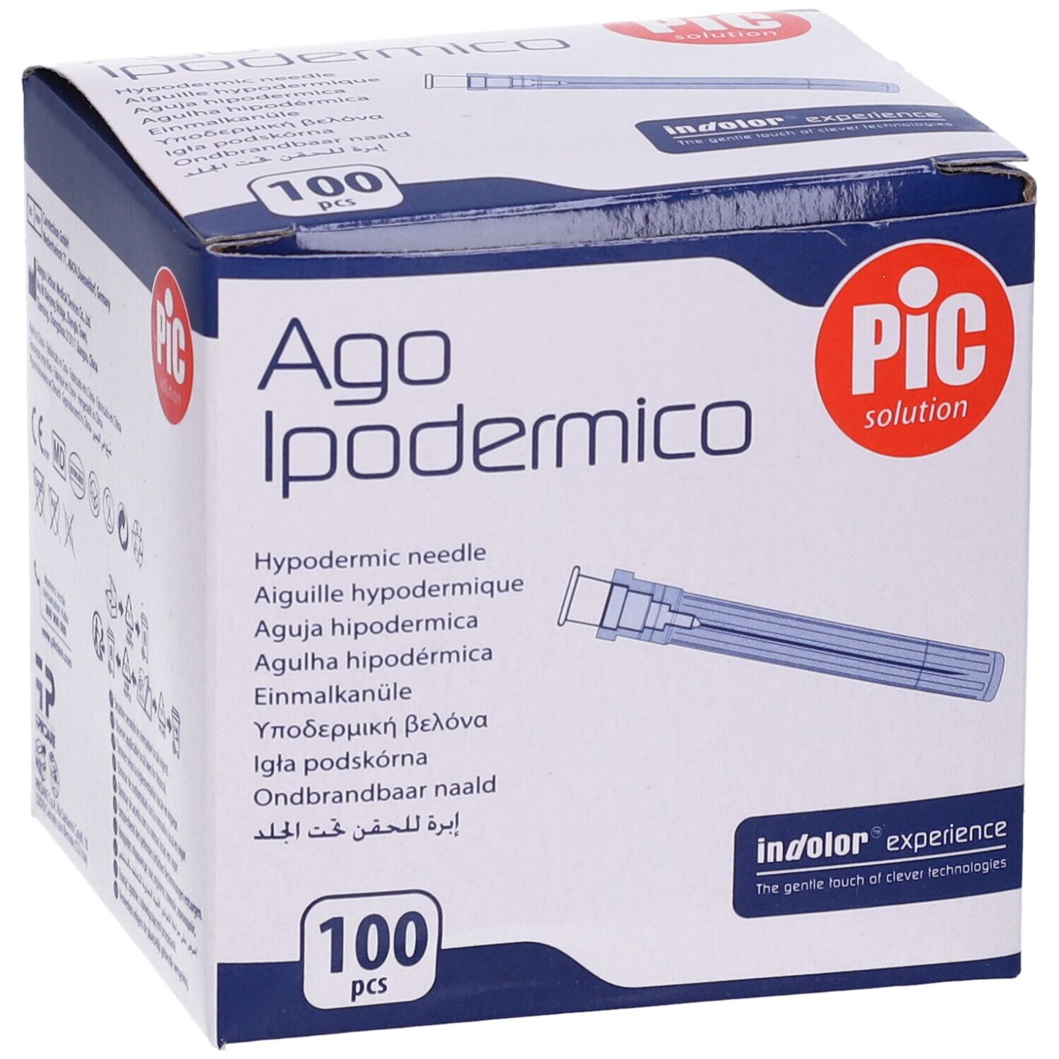 PIC Ago Ipodermico Monouso Gauge 19 1 1/2 - 100 Pezzi