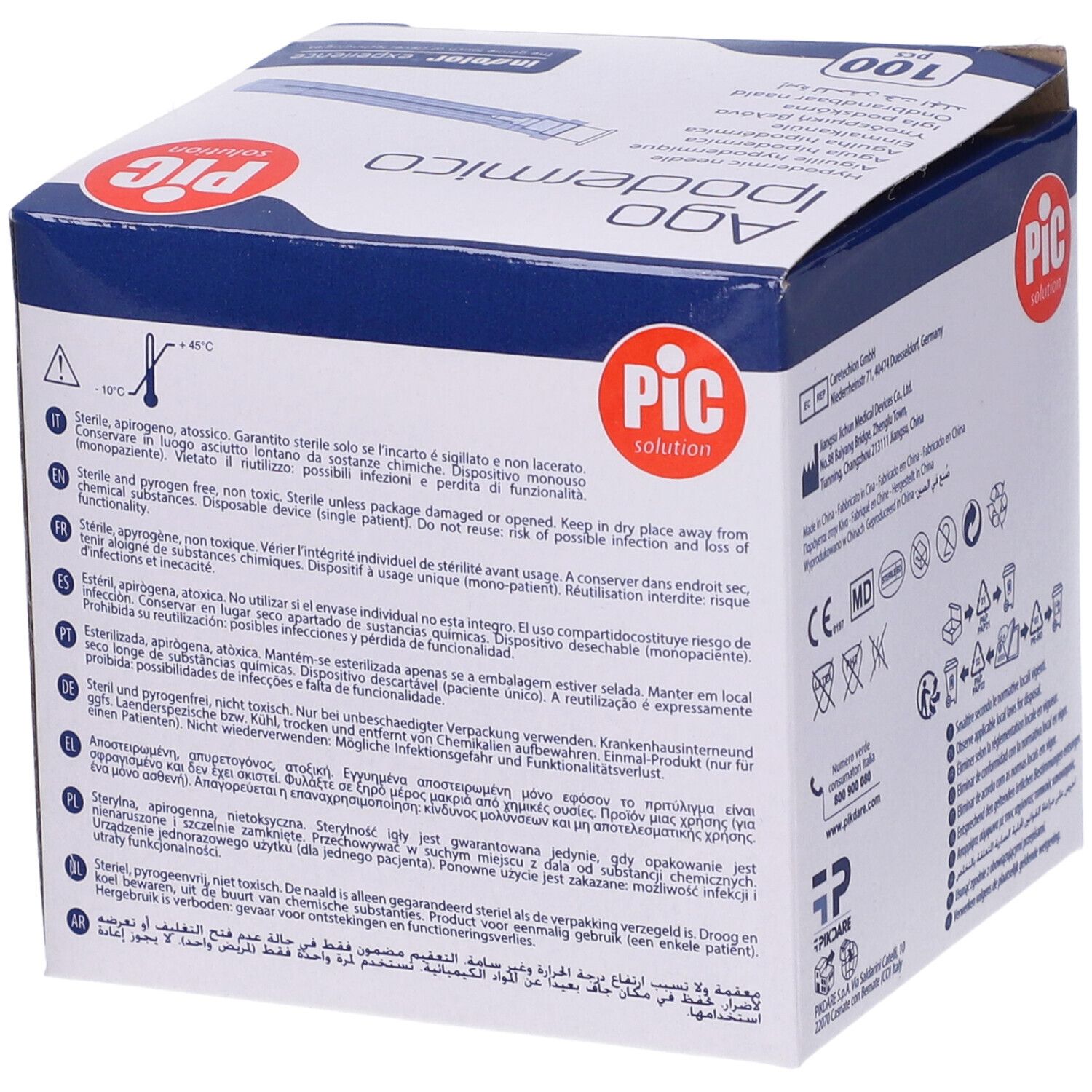 PIC Ago Ipodermico Monouso Gauge 25 5/8 - 100 Pezzi