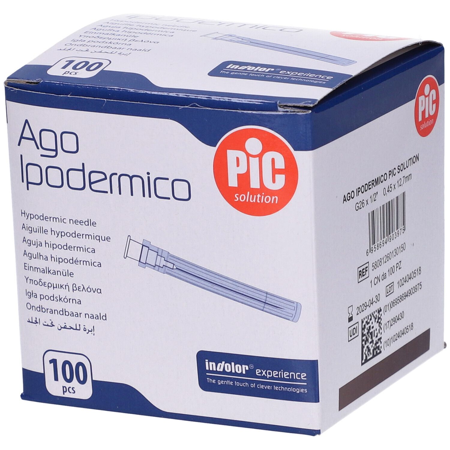 PIC Ago Ipodermico Monouso Gauge 26 1/2 - 100 Pezzi