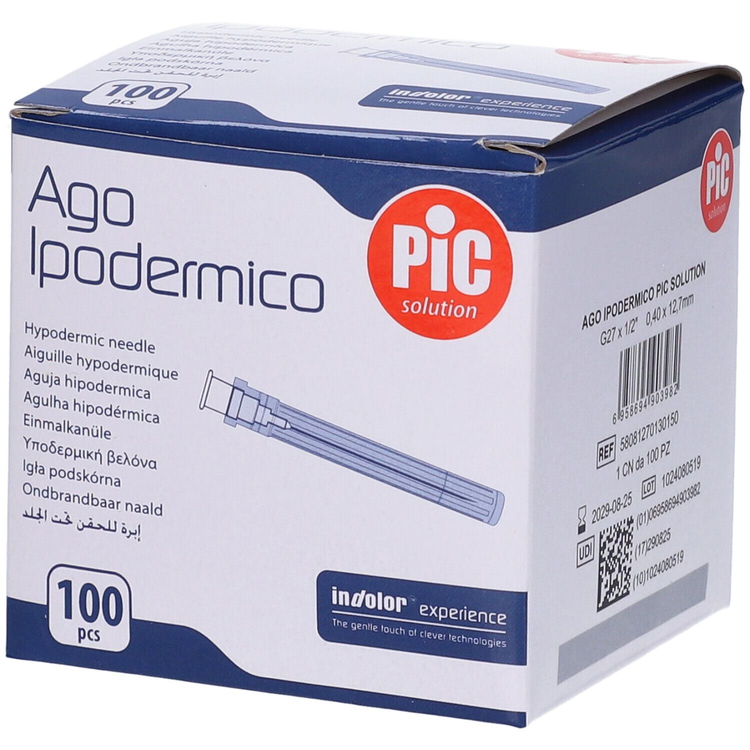 PIC Ago Ipodermico Monouso Gauge 27 1/2 - 100 Pezzi