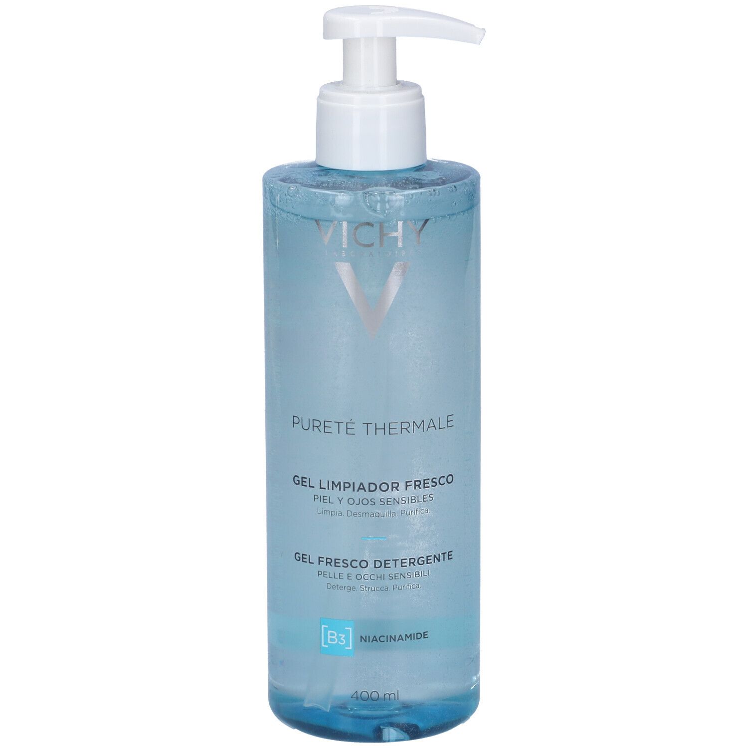 Vichy Pureté Thermale Gel Detergente Idratante 400 ml per detergere, struccare e purificare la pelle