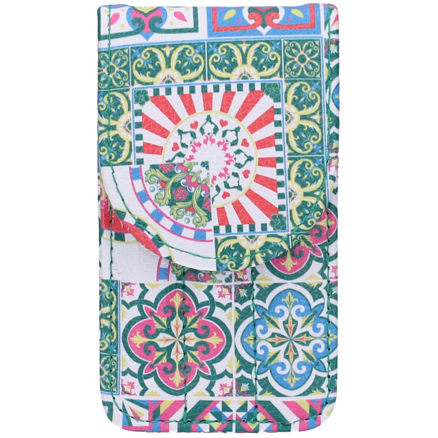 Beauty case con motivo a piastrelle colorate e simbolo del sole. Marca: Colors.