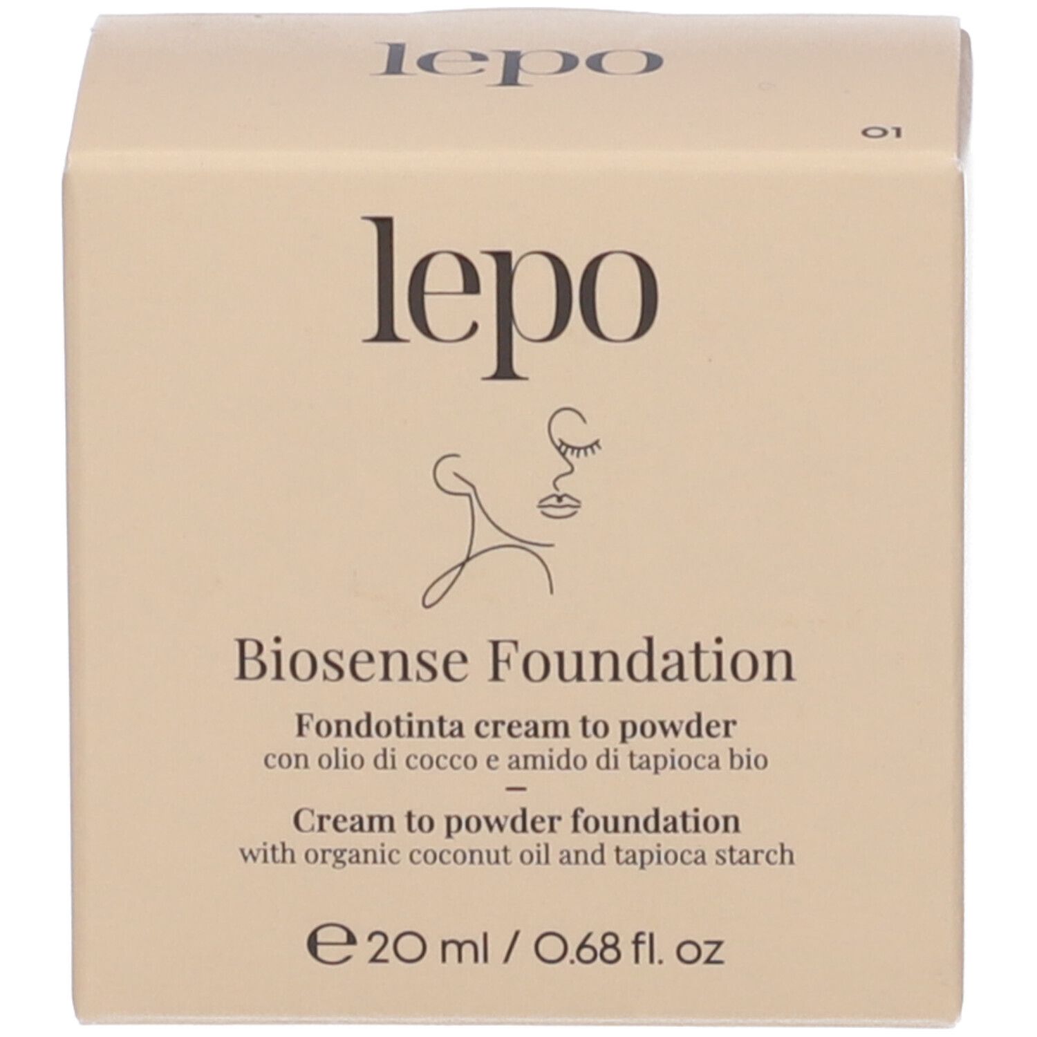 Confezione di LEPO Biosense Foundation. Nome del prodotto, descrizione, ingredienti e logo.